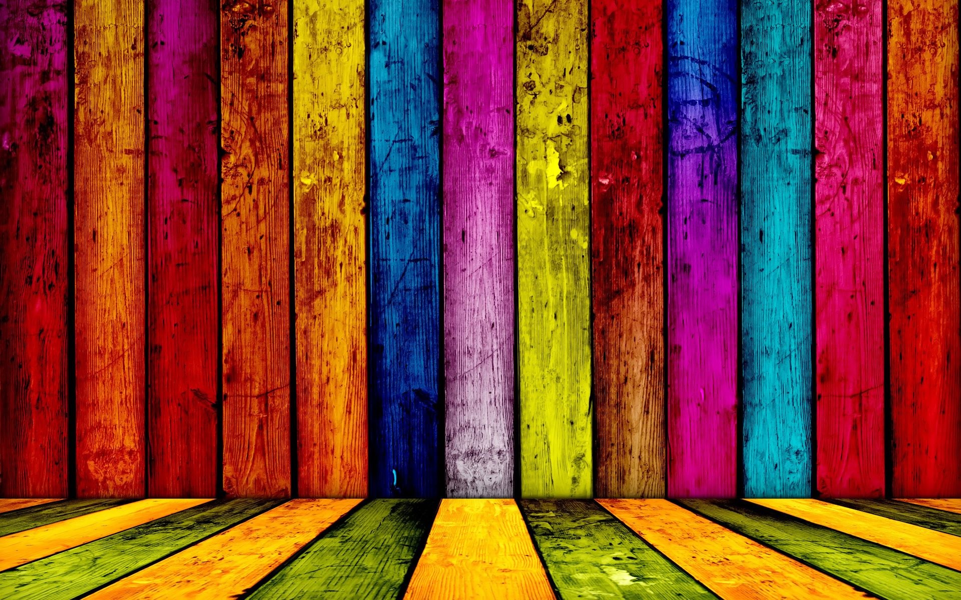 Assi di legno, Legno colorato, Arcobaleno, Texture, Stile grunge, sfondo Windows 11