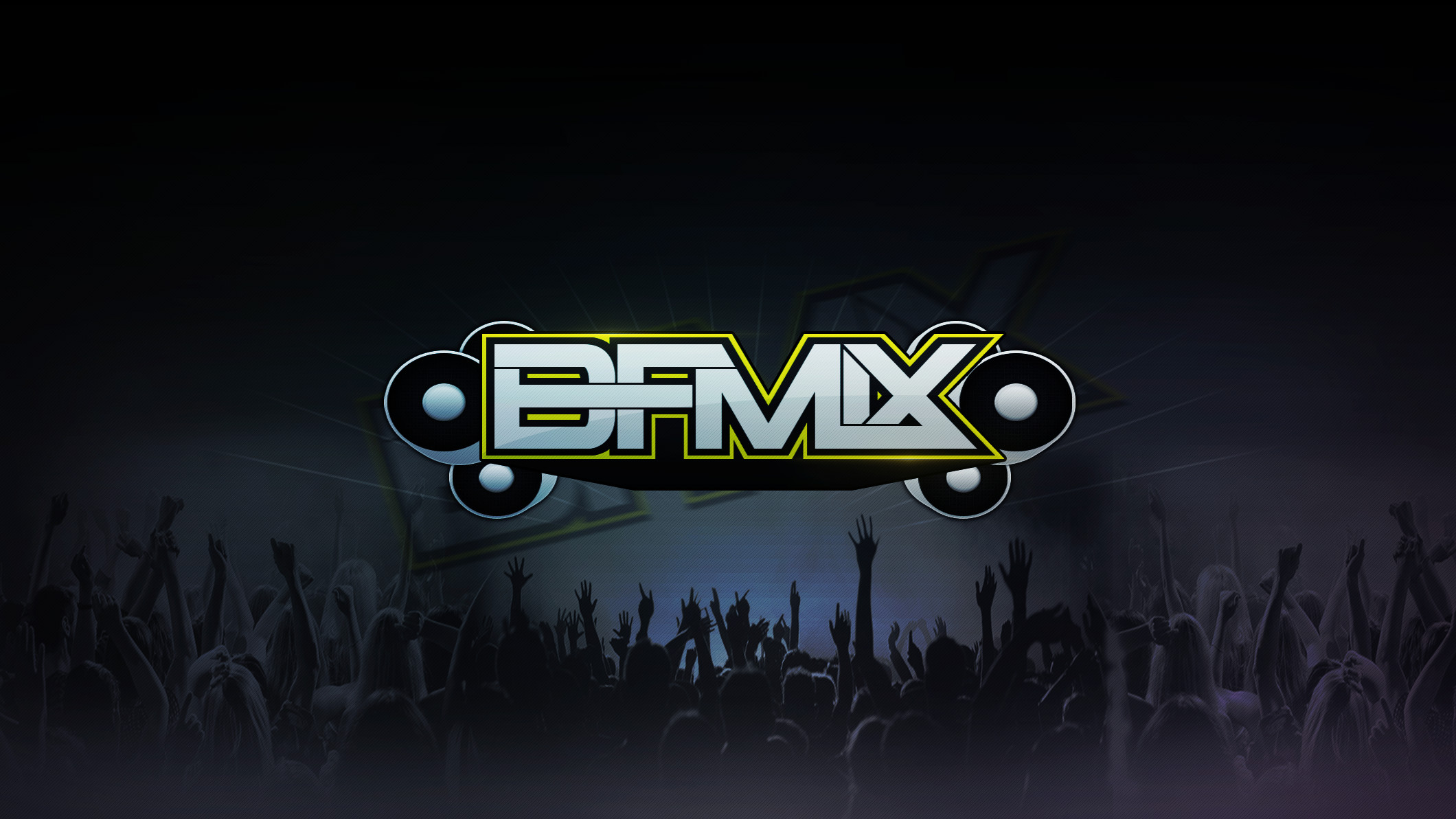 BFMix, Logo, Folla, Sfondo scuro, 16:9 Full HD, wallpaper widescreen