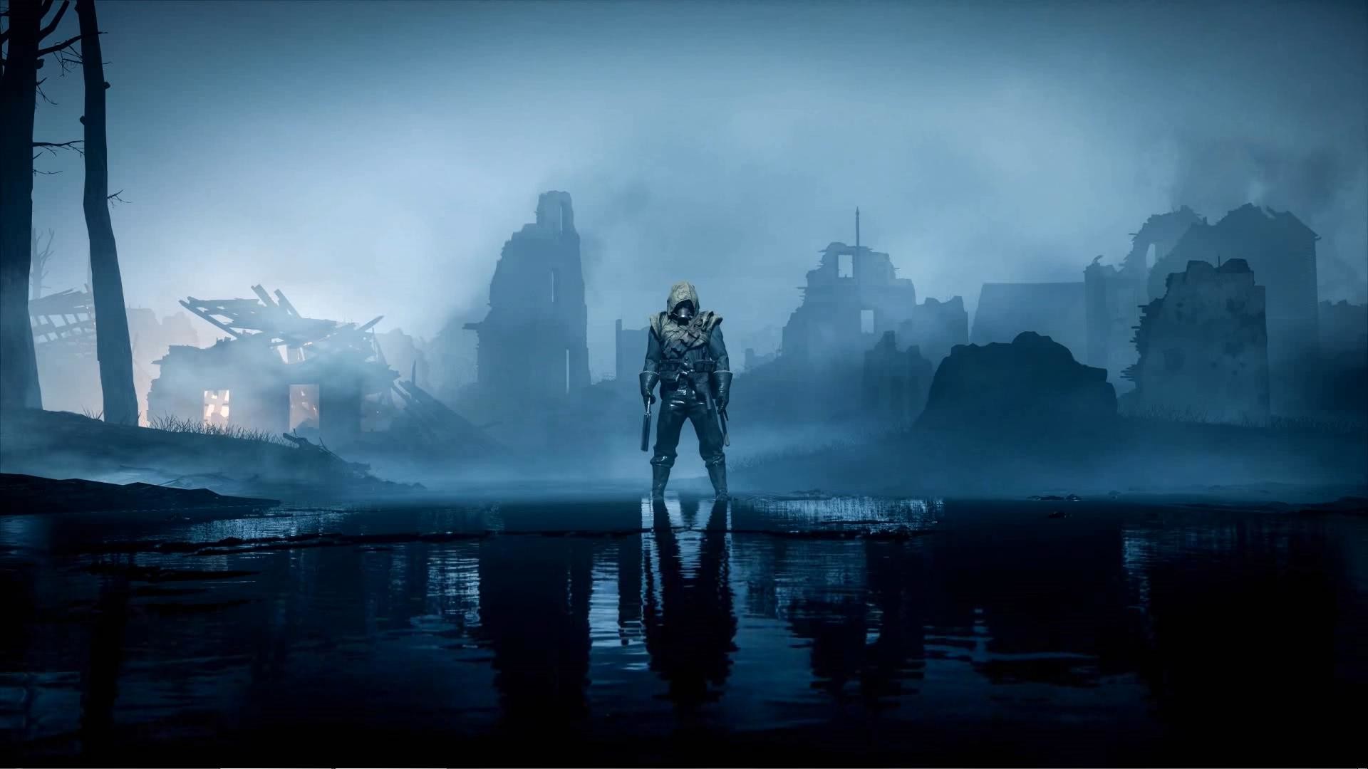 Battlefield 4, Soldato, Città in rovina, Nebbia, Riflesso, Full HD, sfondo per portatile