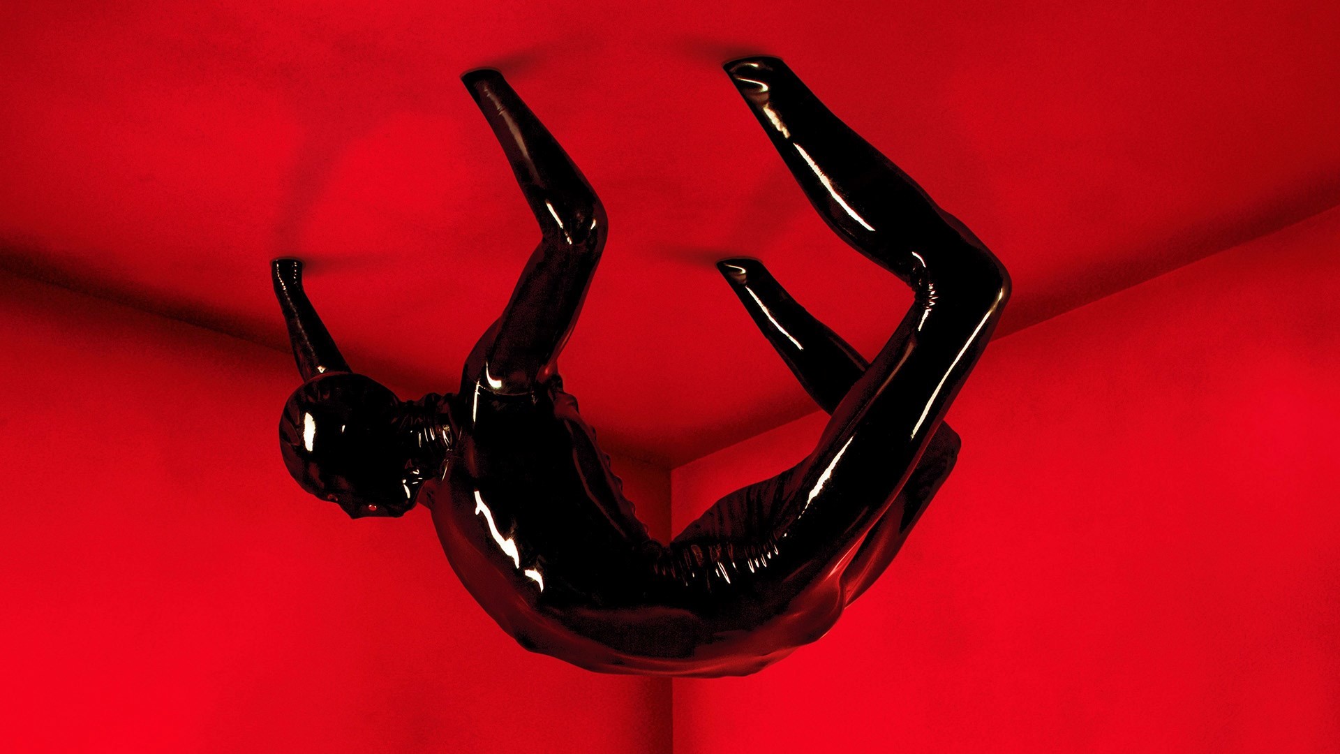 American Horror Story: Murder House, Rubber Man, Lattice nero, Sfondo rosso, wallpaper desktop
