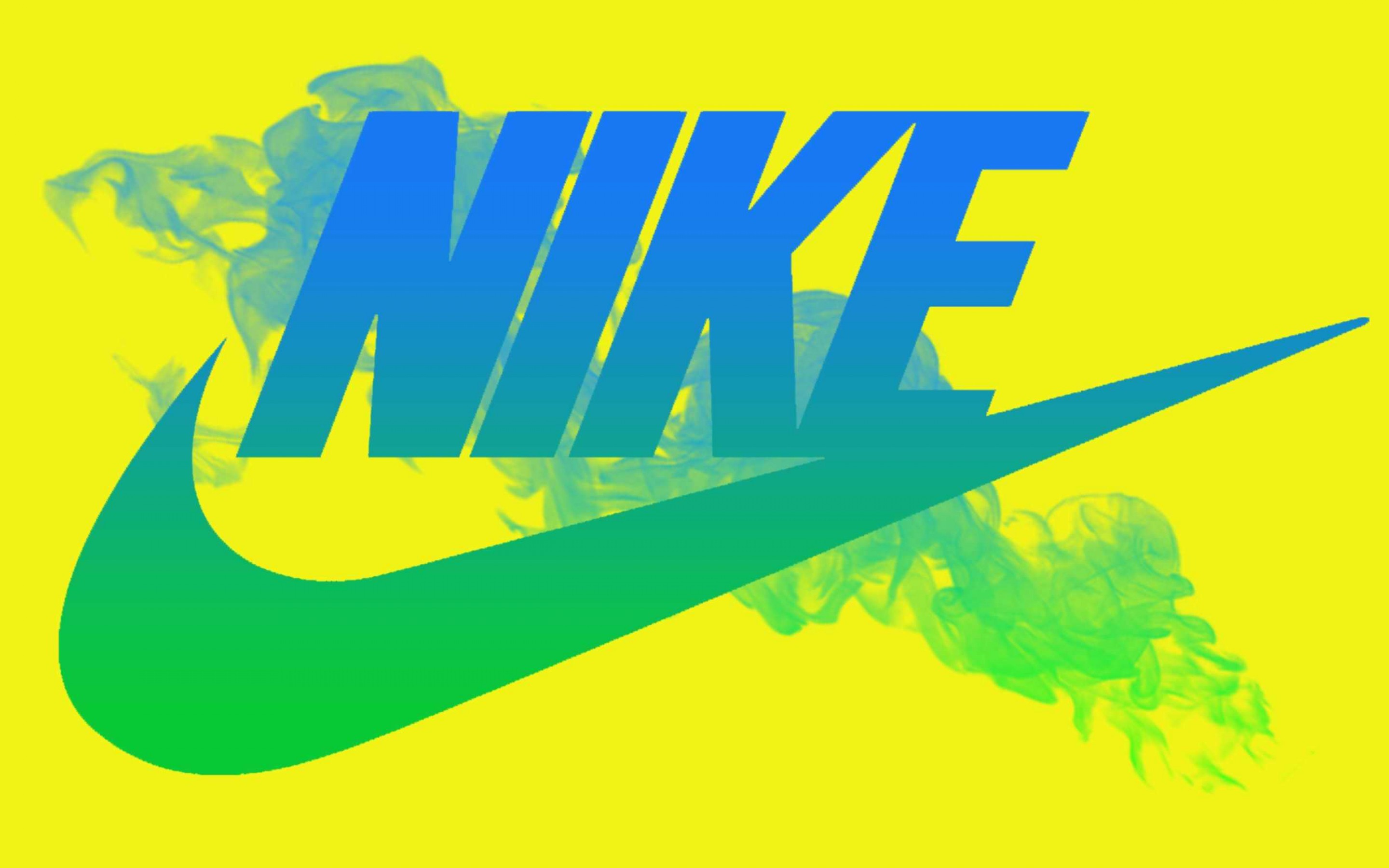 Nike, Logo, Fumo, Sfondo giallo, 2880x1800, wallpaper desktop