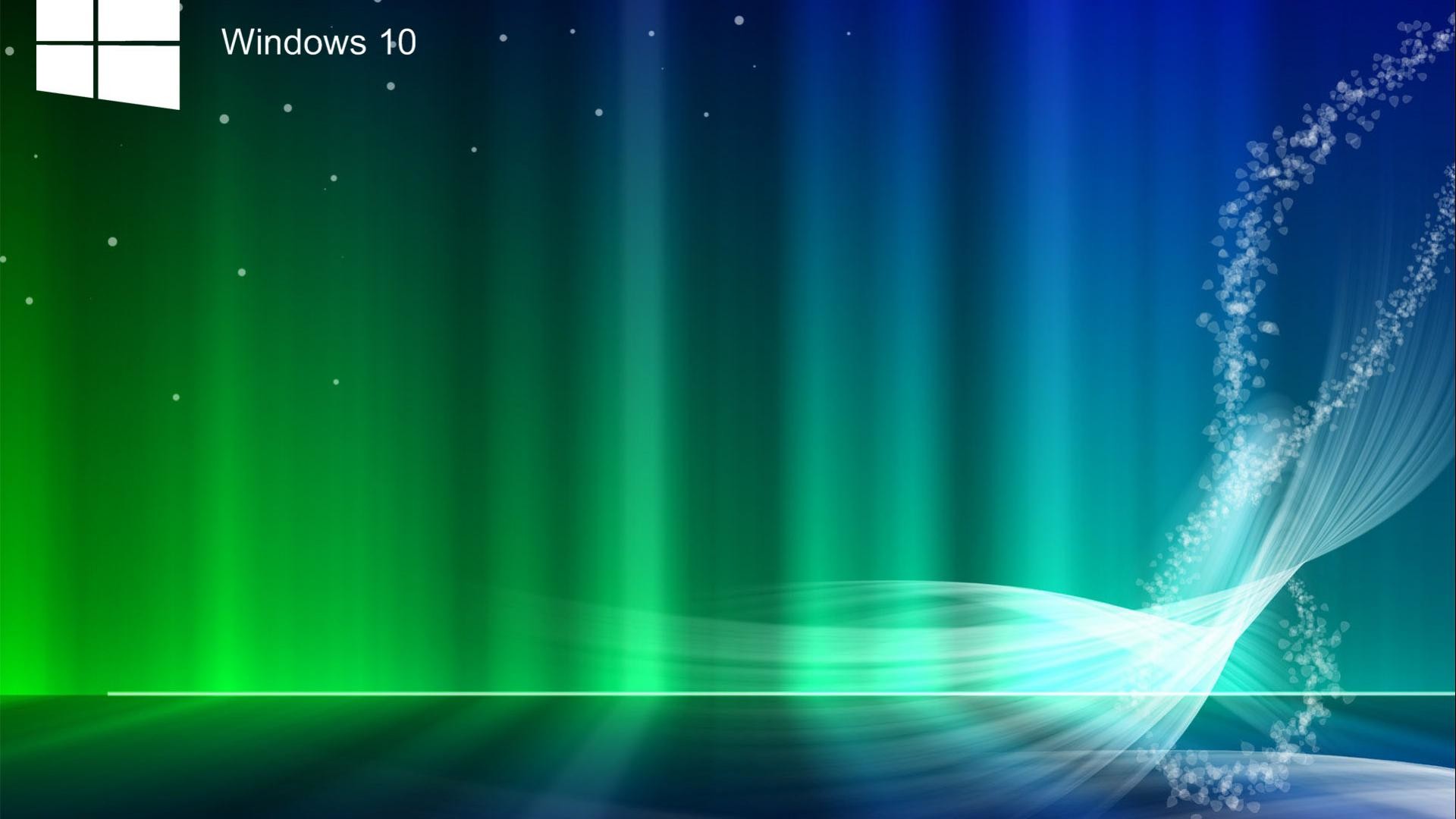 Windows 10, Aurora, Onde luminose, Verde, 16:9 Full HD, sfondo widescreen