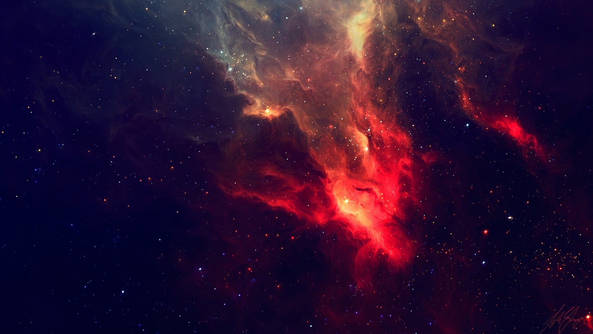 Nebulosa, Spazio, Stelle, Rosso, Full HD 1080p, sfondo desktop