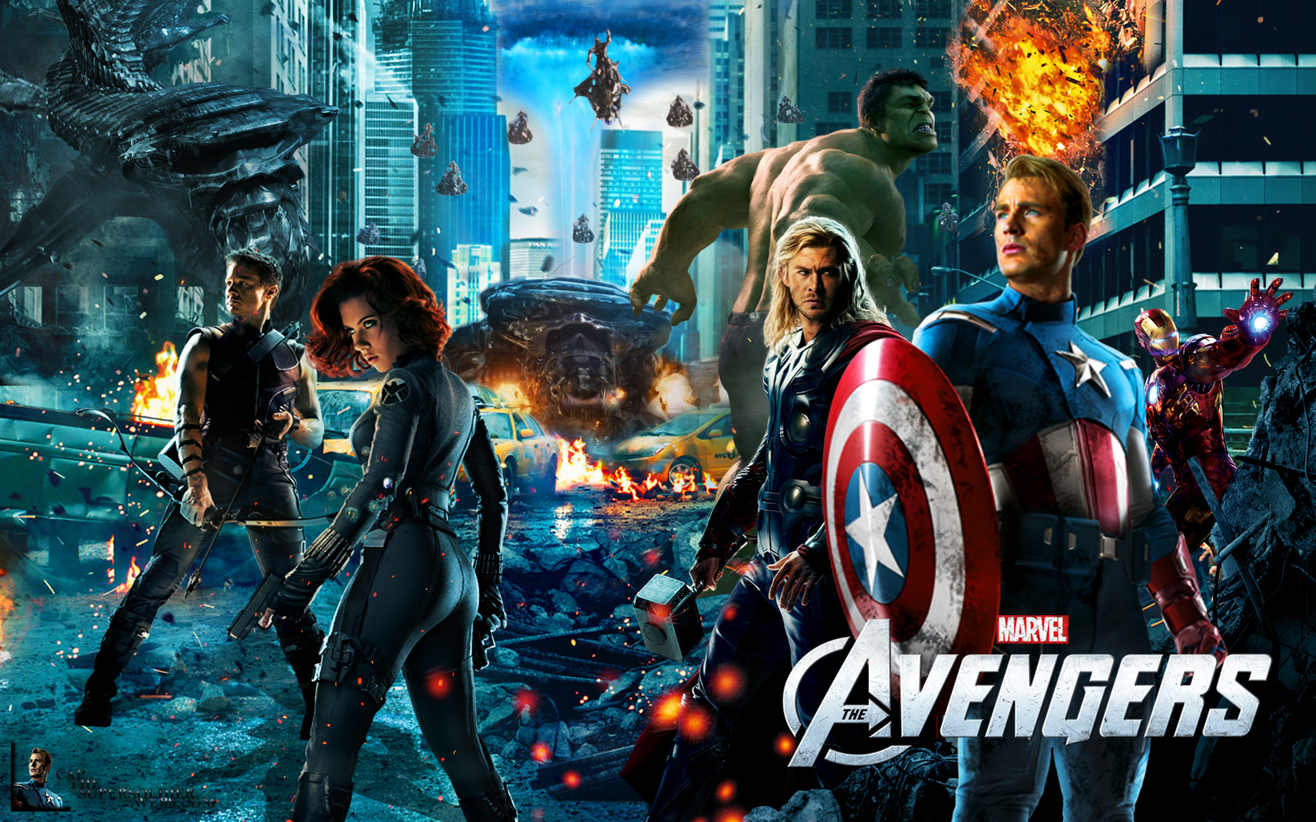 The Avengers, Capitan America, Vedova Nera, Thor, Hulk, Logo, 1920x1200, immagine di sfondo