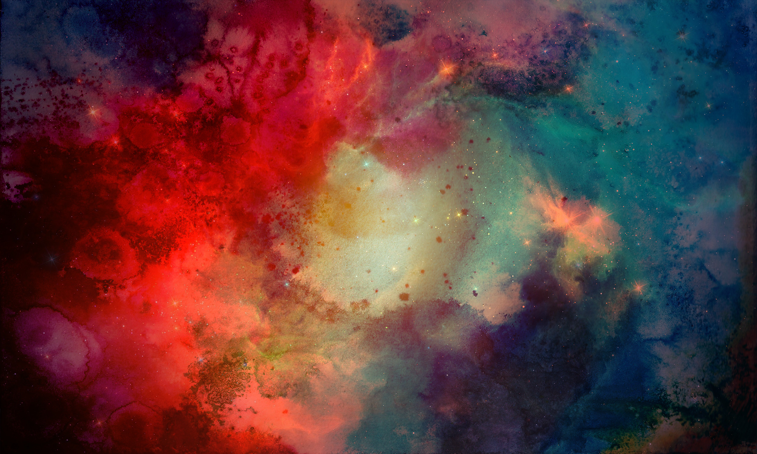 Nebulosa, Acquerello, Rosso, Verde acqua, Full HD, wallpaper per portatile