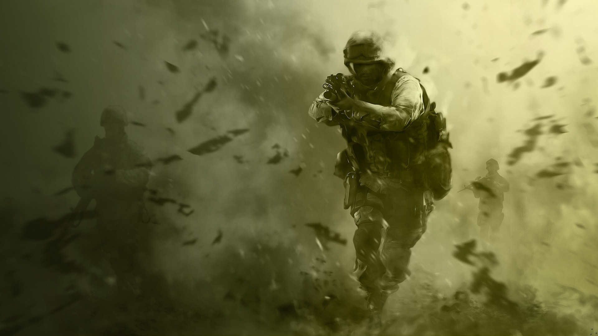 Call of Duty 4: Modern Warfare, Soldato, Esplosione, Detriti, Videogioco, wallpaper per portatile