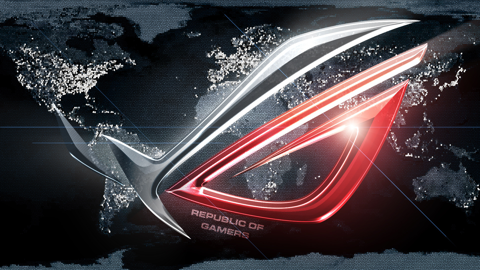 ASUS ROG, Republic of Gamers, Mappa del mondo, Rosso, 1920x1080, sfondo per PC