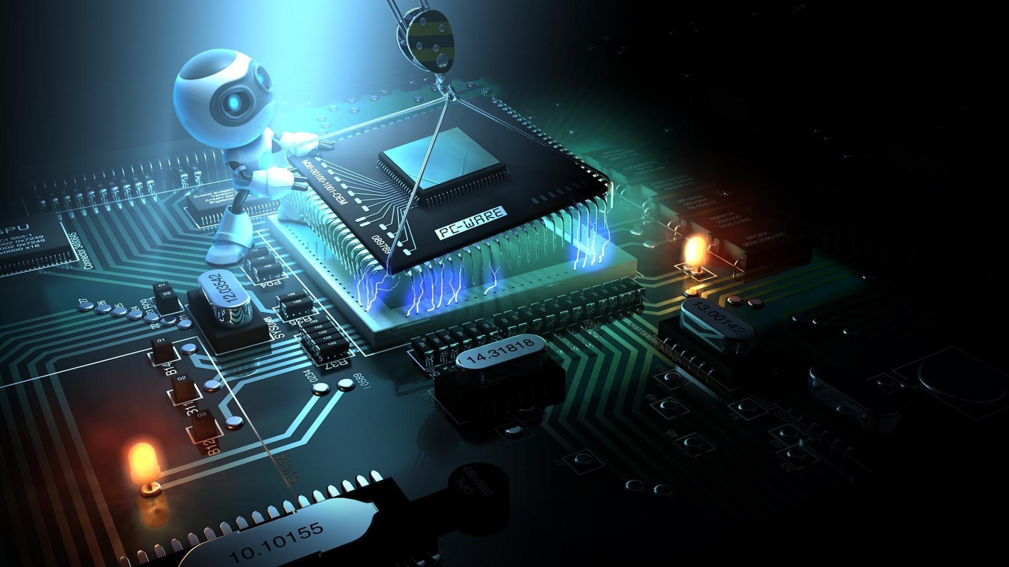Processore, Scheda madre, Robot, Arte digitale, 4K, immagine di sfondo PC