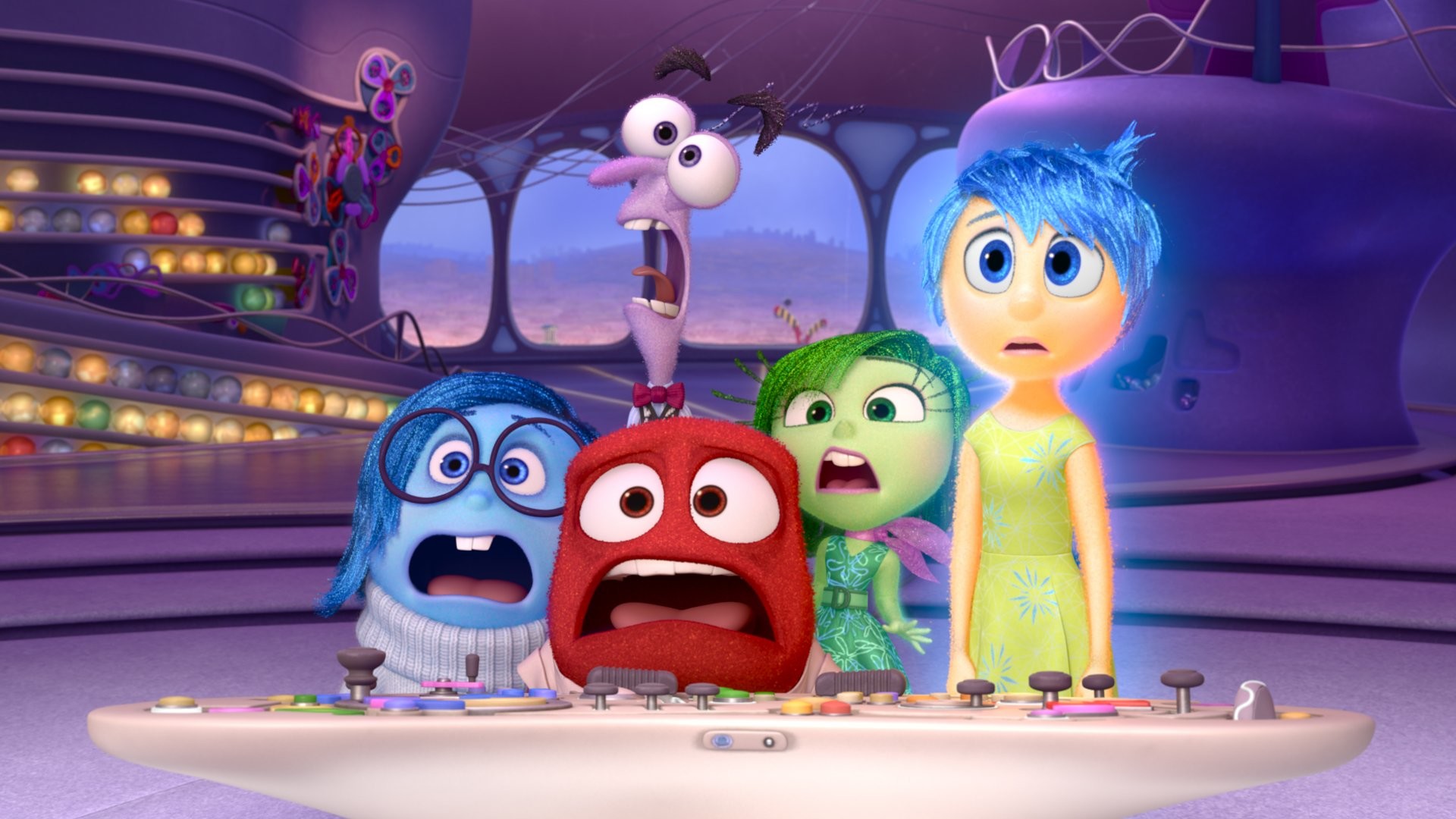 Tristezza, Rabbia, Disgusto, Gioia, Paura, Inside Out, Quartier generale, sfondo 16:9 Full HD