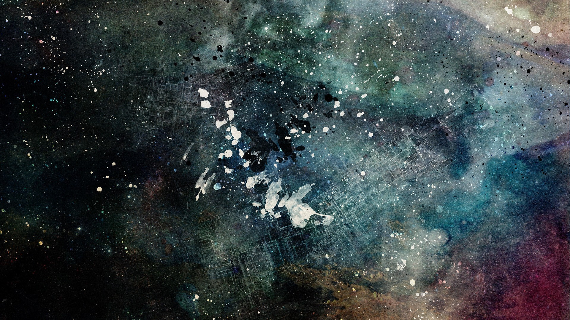 Texture grunge, Schizzi di vernice, Verde acqua, Astratto, 1920x1080, immagine di sfondo