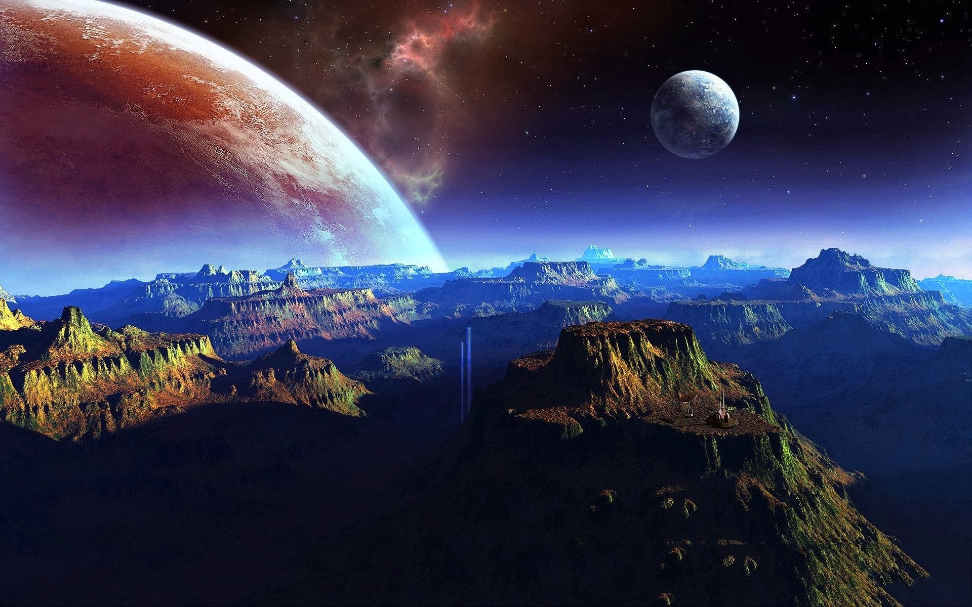 Pianeti, Luna, Paesaggio alieno, Montagne, 1920x1200, sfondo per PC
