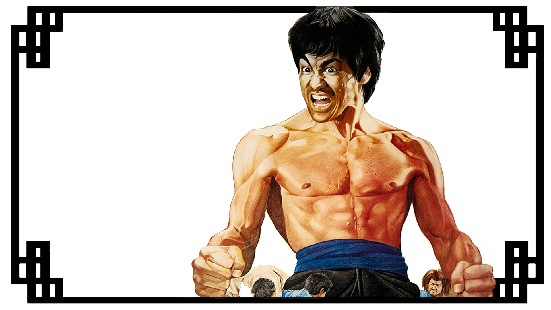 Bruce Lee, Illustrazione, Cornice cinese, Muscoli, Full HD, sfondo per PC