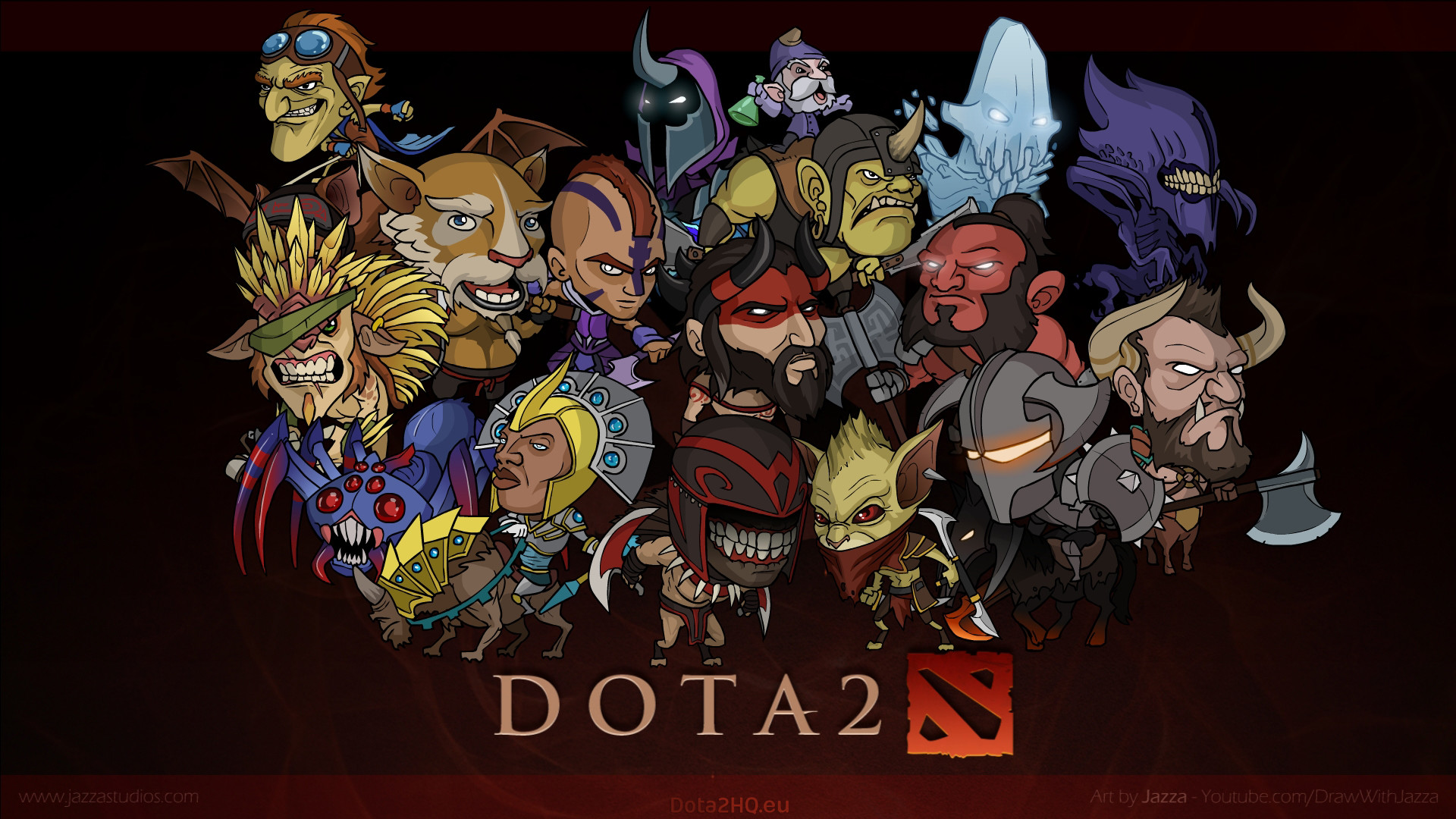 Dota 2, Eroi chibi, Cartone, Logo, Full HD 1080p, sfondo desktop