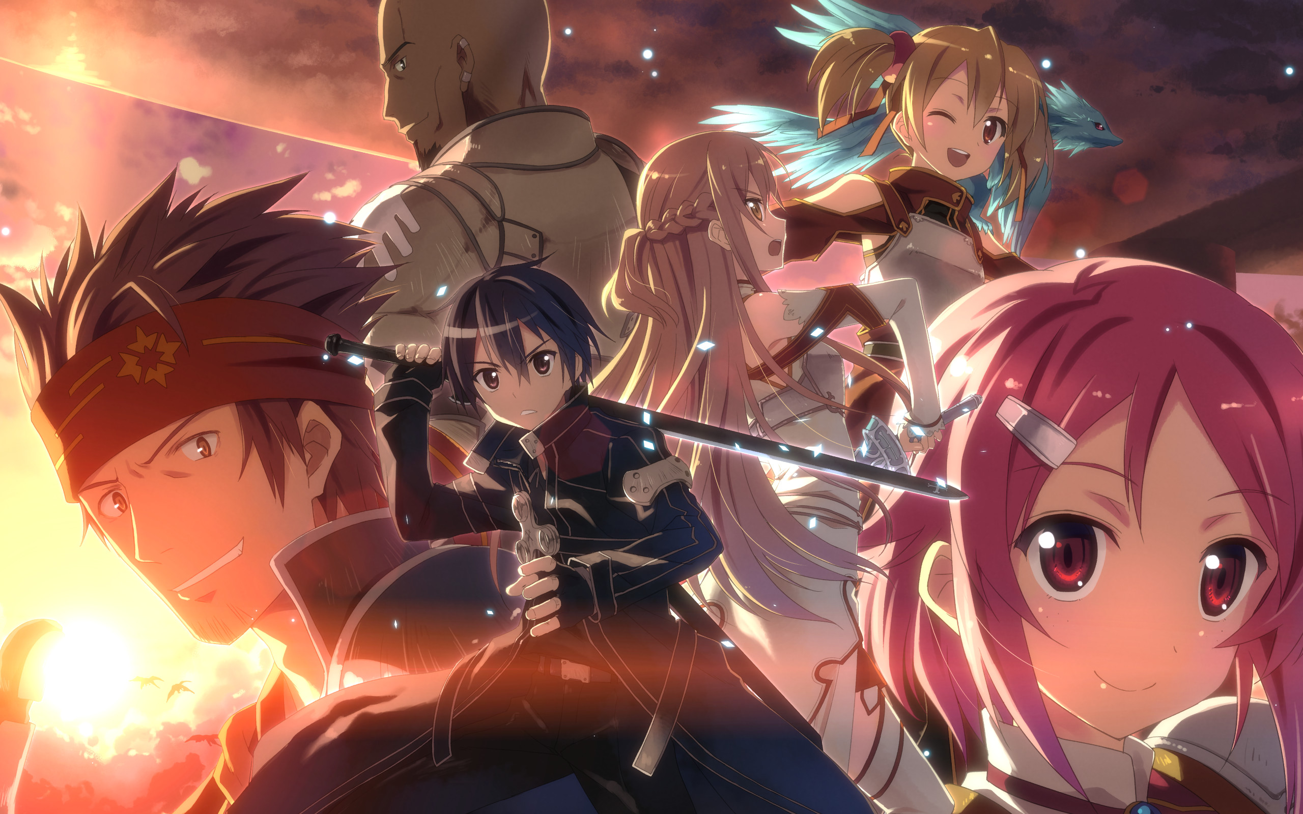 Kirito, Asuna, Klein, Lisbeth, Sword Art Online, 2K, sfondo desktop
