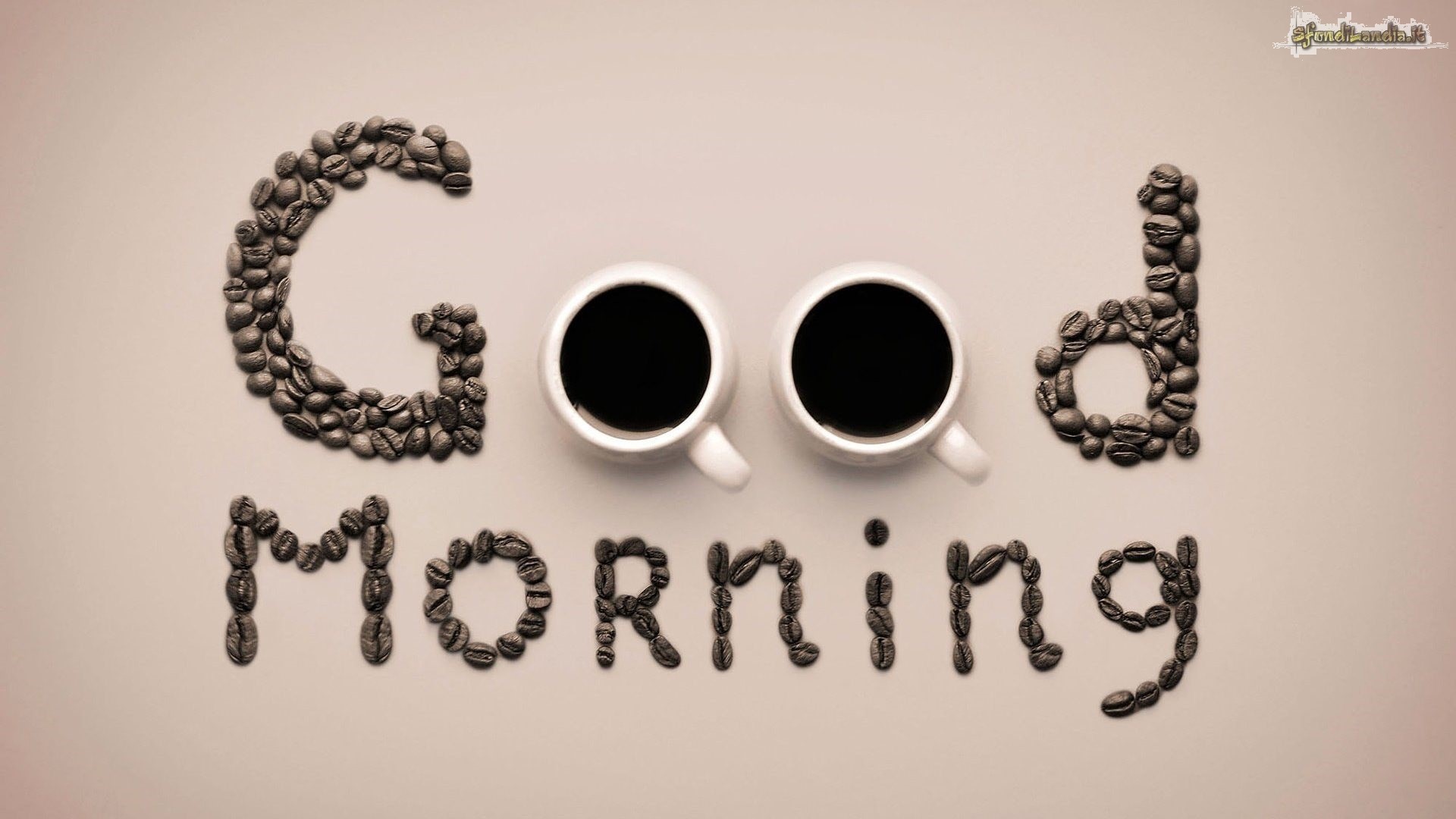 Good Morning, Chicchi di caffè, Tazzine, sfondo per il tuo cellulare