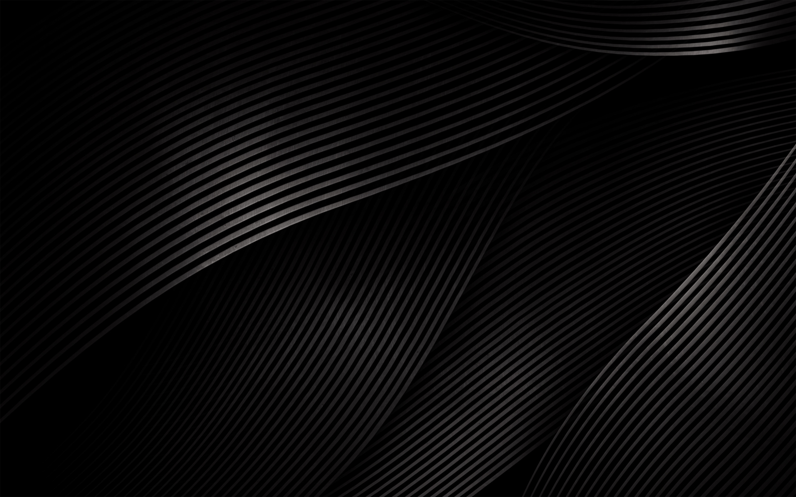 Linee curve, Texture, Nero, Astratto, 2K, sfondo per il tuo desktop