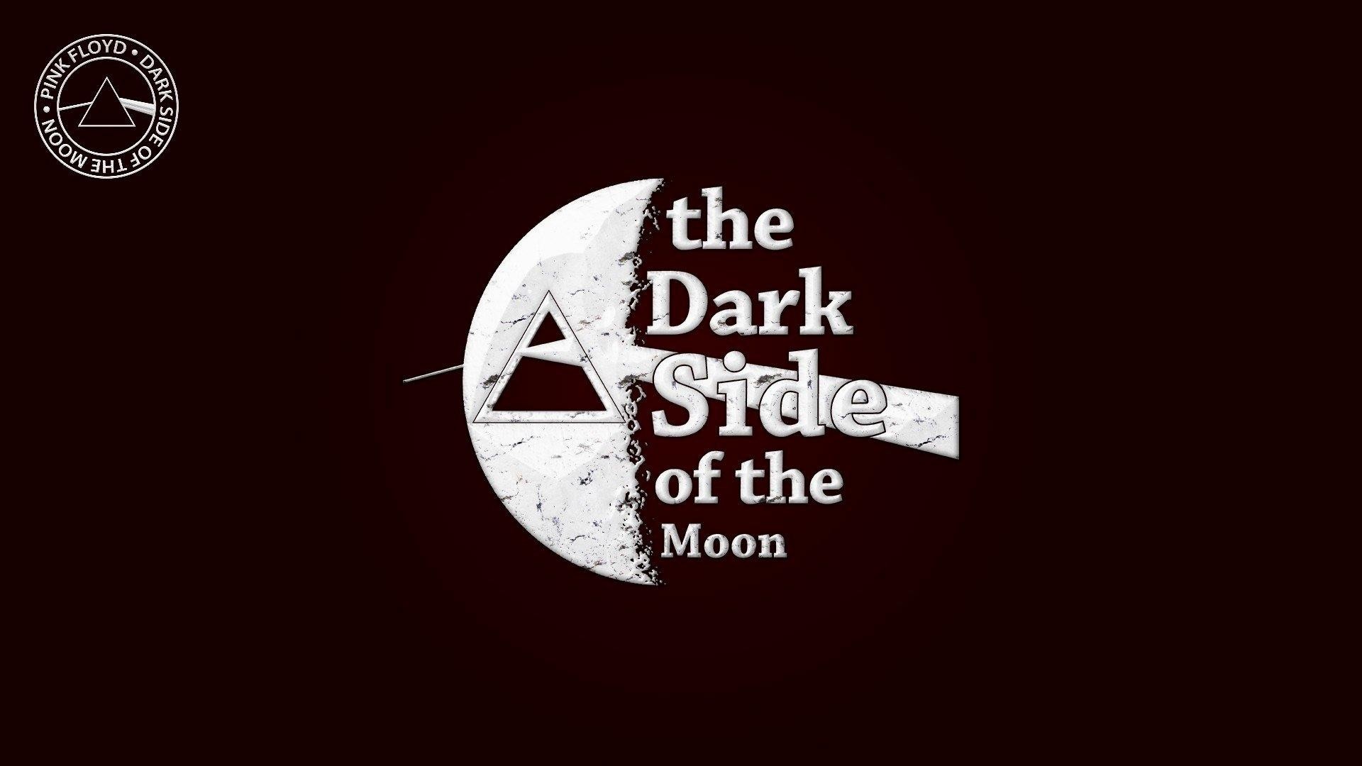 The Dark Side of the Moon, Pink Floyd, Luna, Tipografia, Rosso scuro, sfondo Full HD per computer