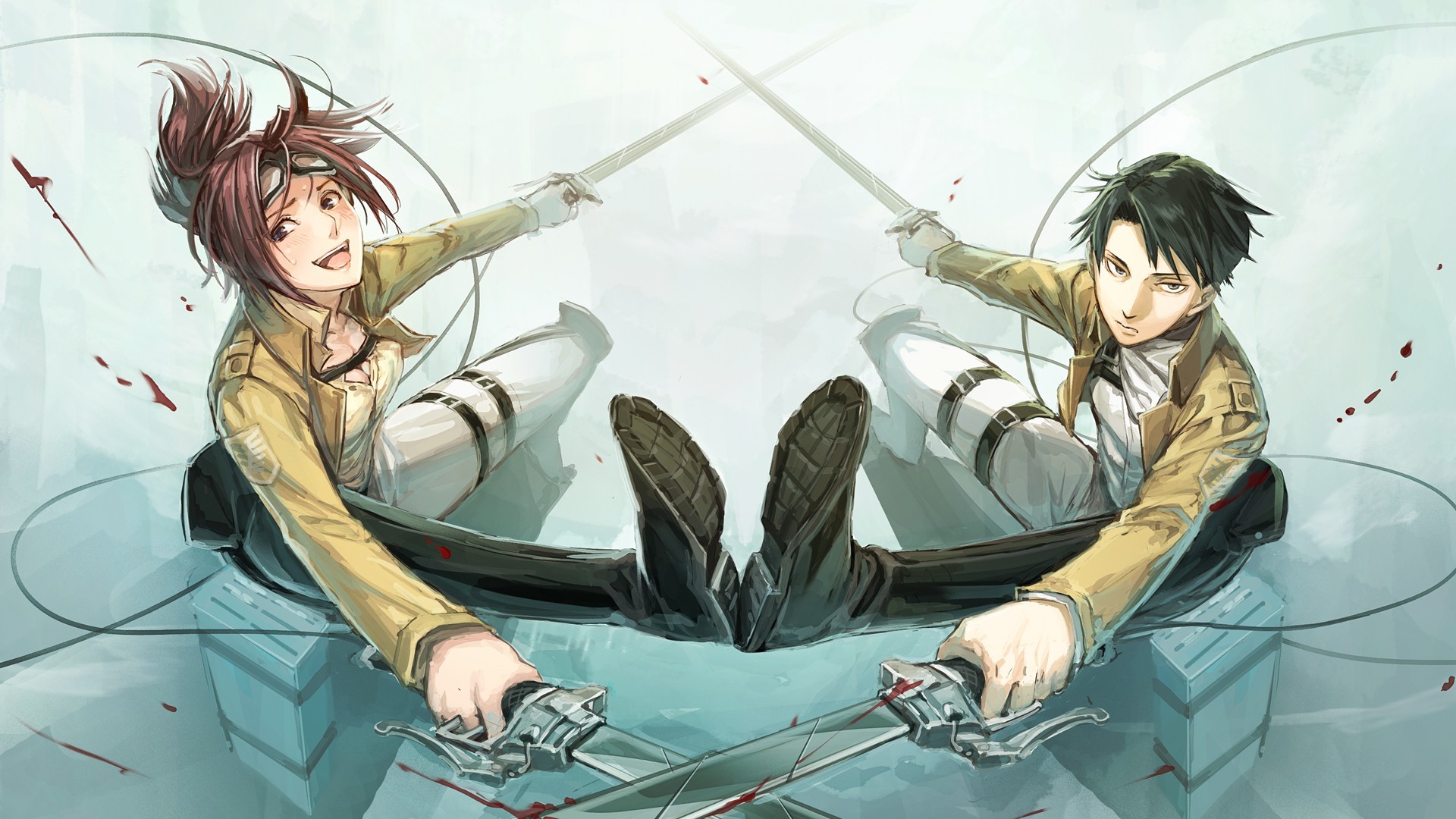 Levi Ackerman, Hange Zoe, L'attacco dei giganti, Lame, 16:9 Full HD, sfondo widescreen