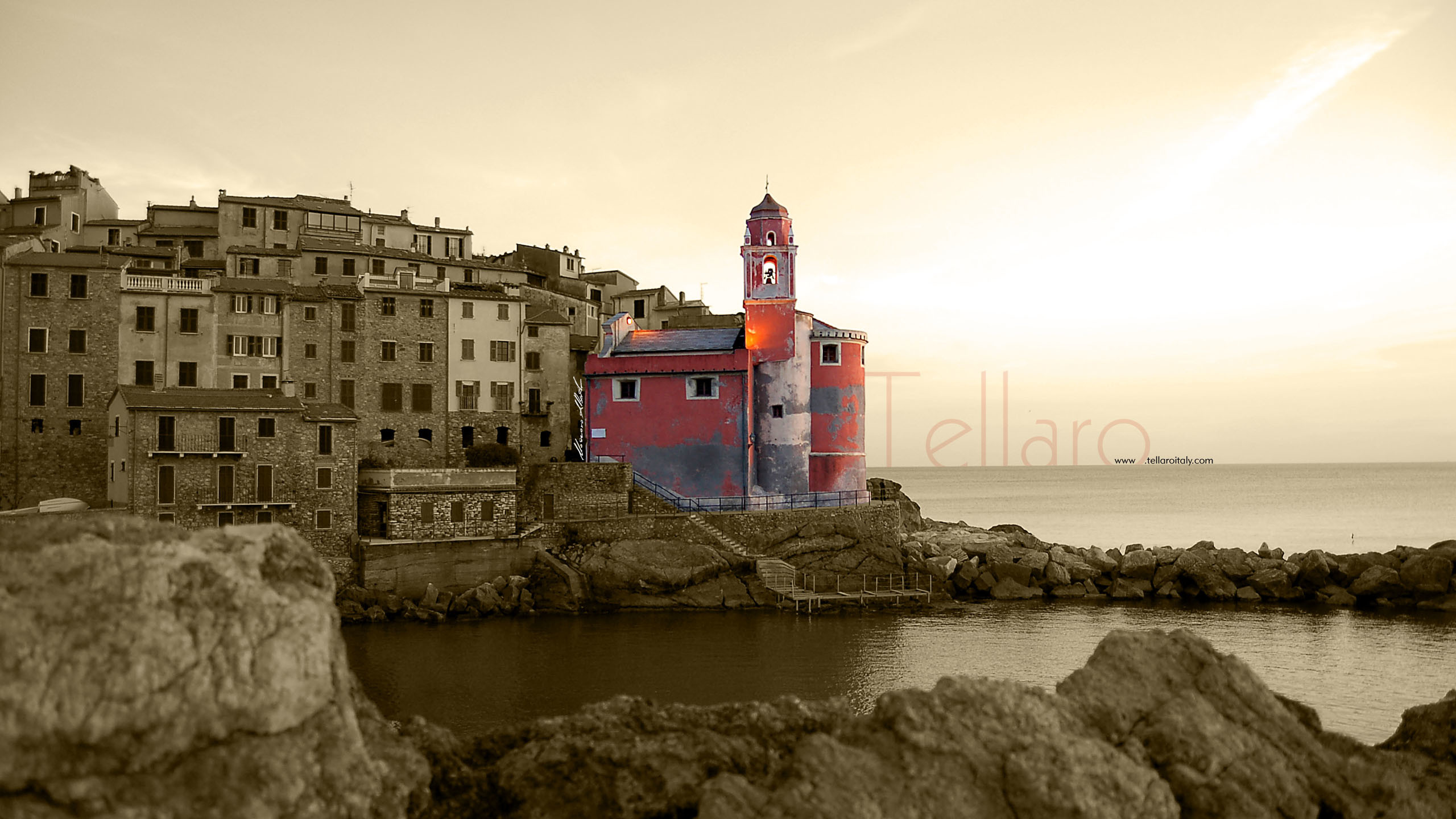 Tellaro, Liguria, Borgo marinaro, Chiesa, Seppia, 2K, immagine di sfondo PC
