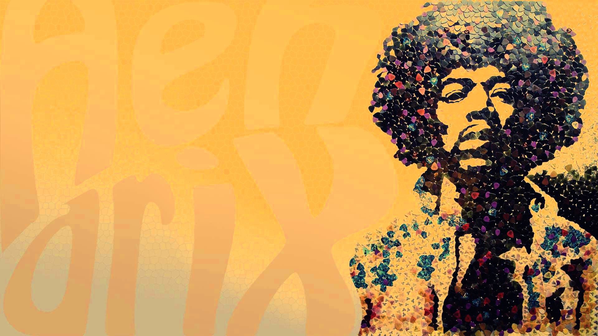 Jimi Hendrix, Arte digitale, Tipografia, Arancione, Full HD, sfondo desktop