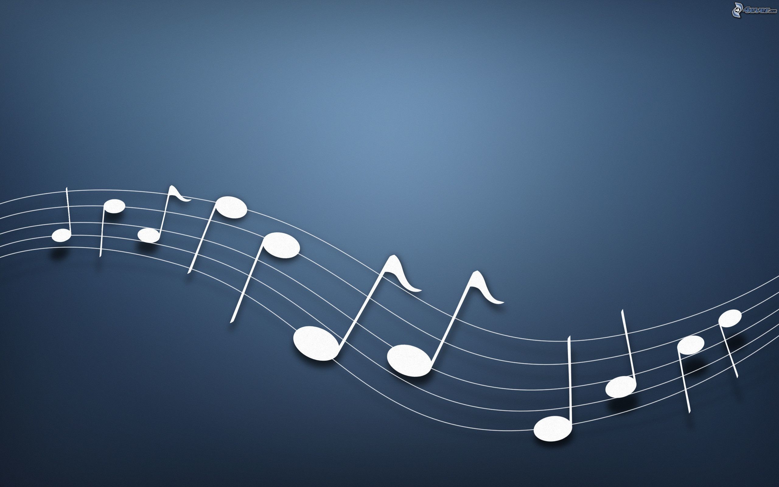 Note musicali, Pentagramma, Blu, Minimalismo, 2K, sfondo per PC e portatile