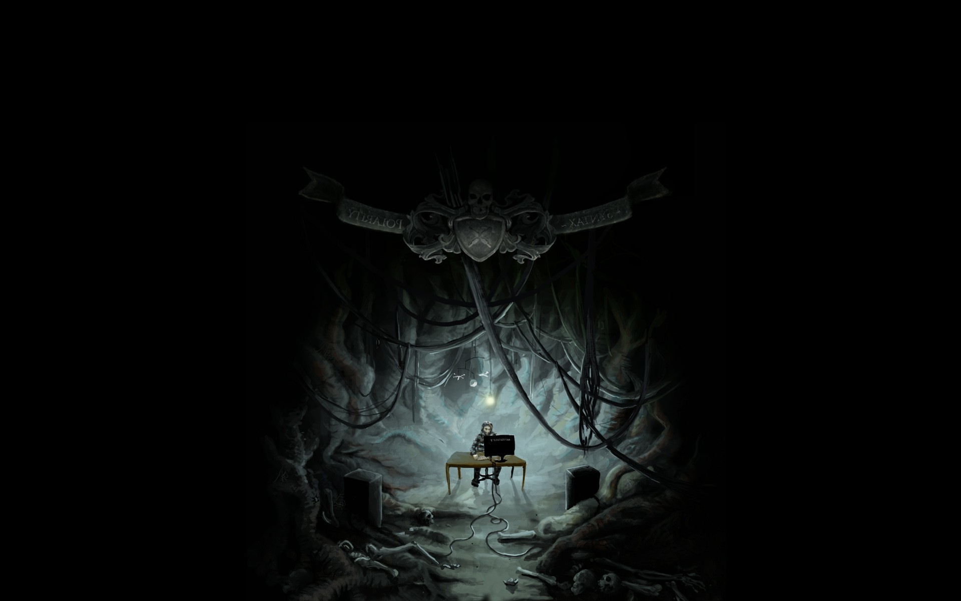 Arte oscura, Sfondo nero, Full HD, wallpaper per portatile