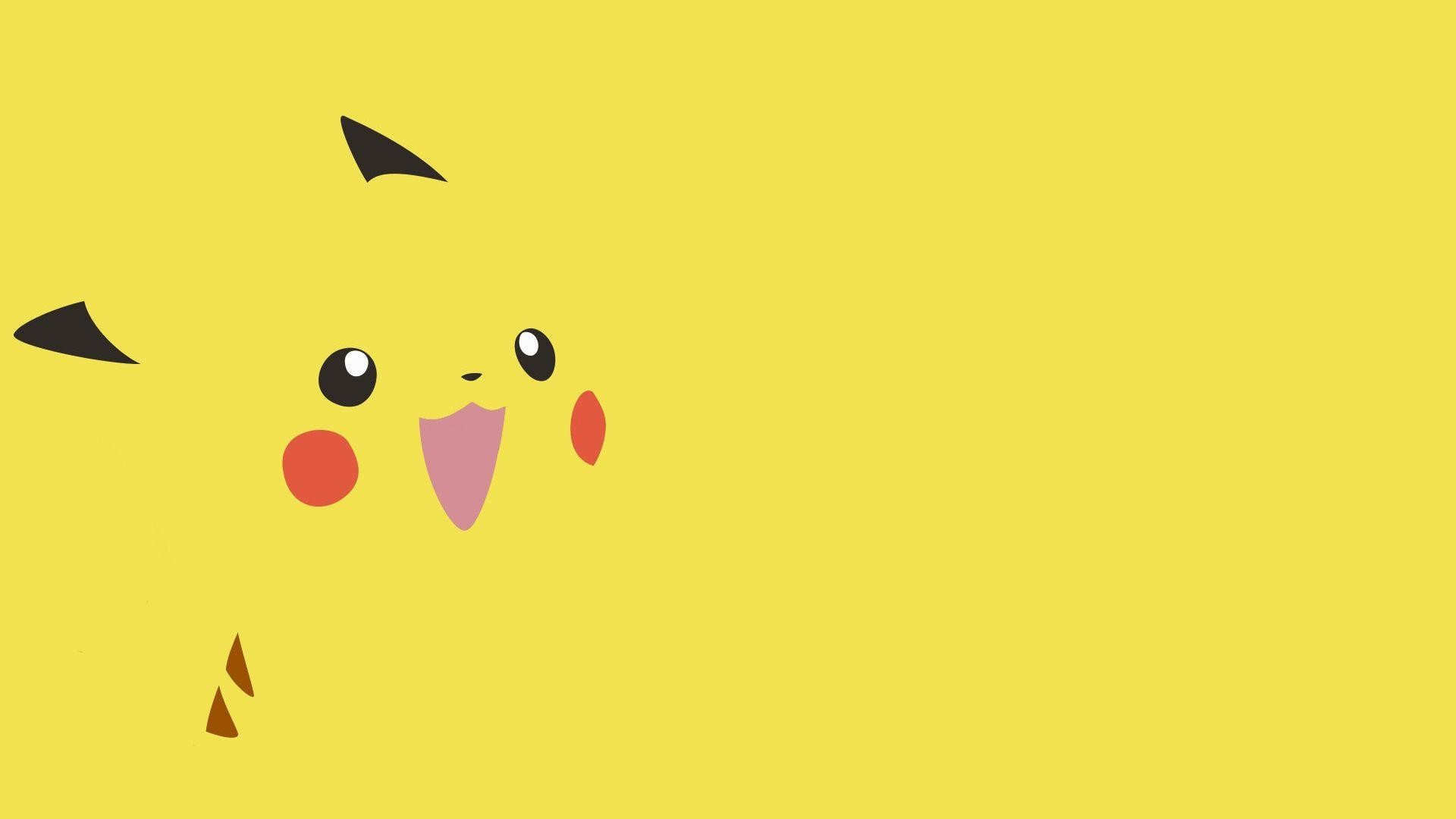 Pikachu, Pokémon, Minimalismo, Sfondo giallo, Full HD, wallpaper per PC