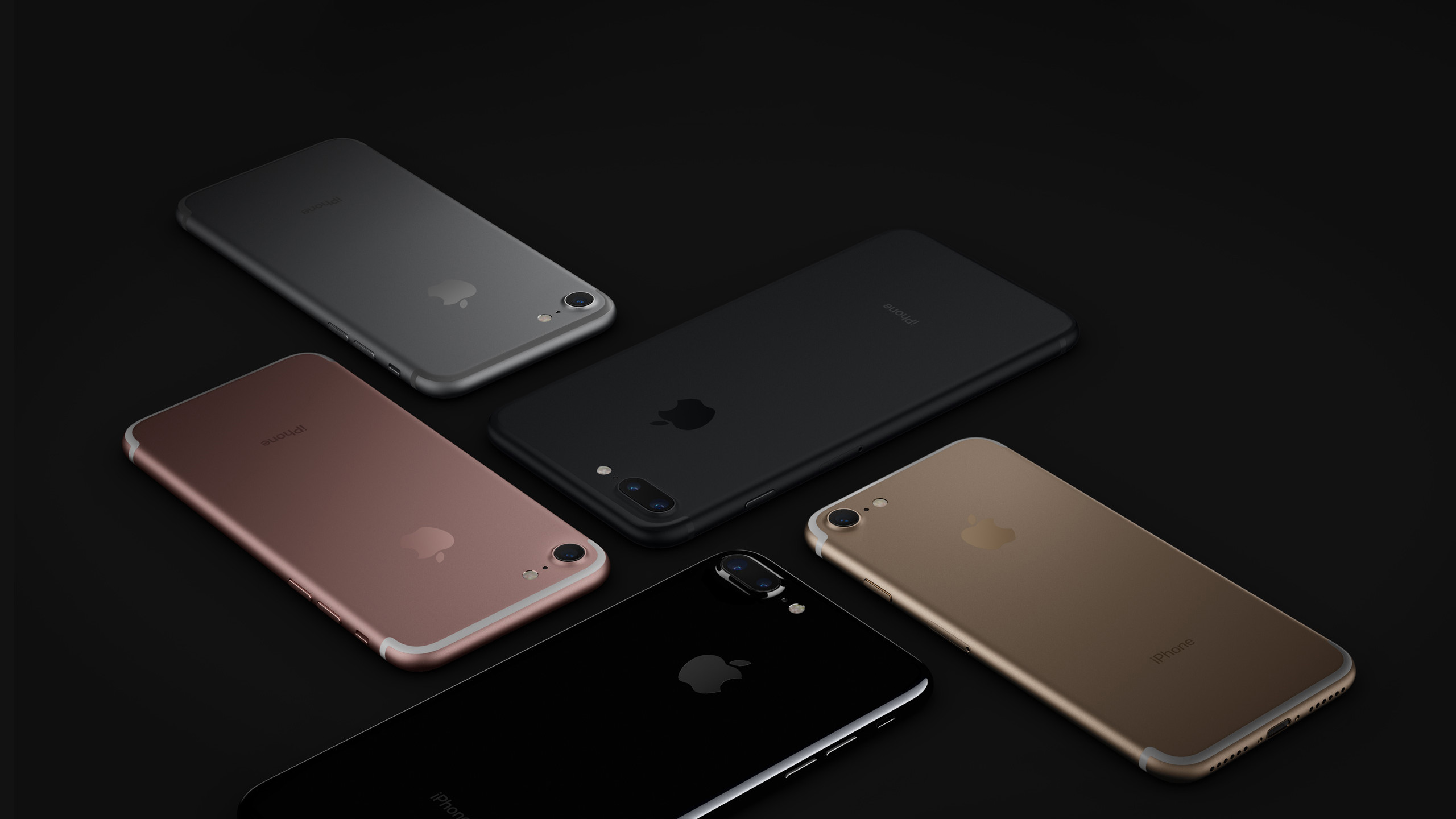iPhone 7, iPhone 7 Plus, Apple, Colori, Sfondo nero, 2K, wallpaper per computer