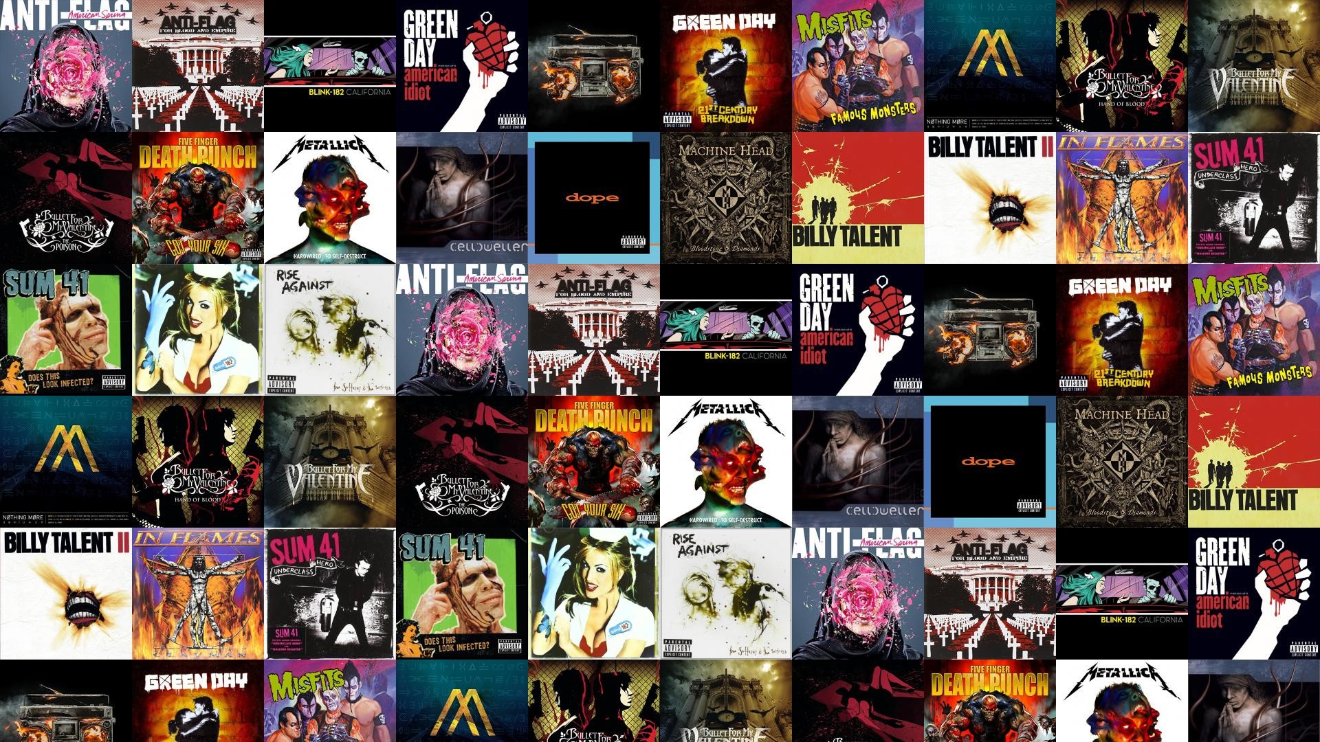 Green Day, Copertine album, Punk rock, Collage, 16:9 Full HD, sfondo widescreen