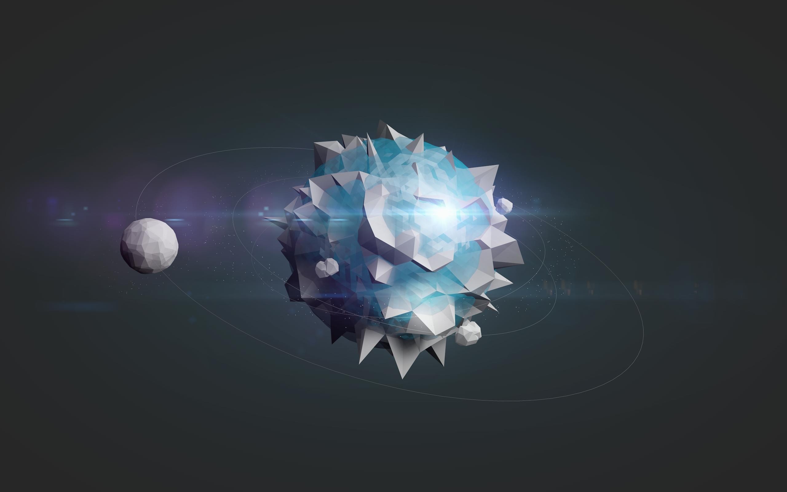 Low poly, Pianeta, Luna, Spazio, 2560x1600, immagine di sfondo