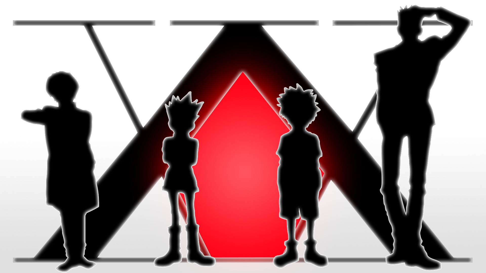 Gon Freecss, Killua Zoldyck, Kurapika, Leorio Paradinight, Hunter x Hunter, Silhouette, sfondo 1080p