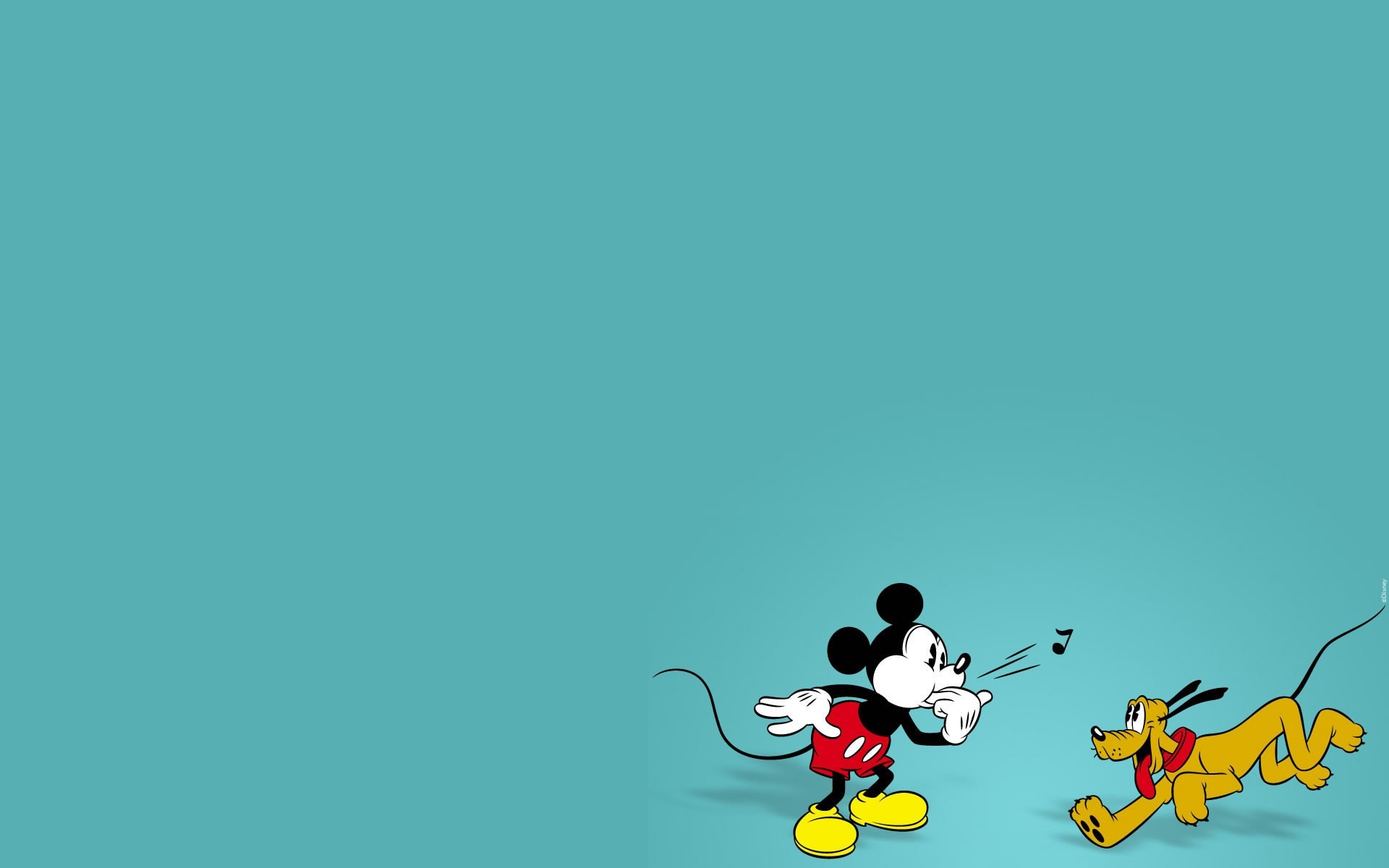 Topolino, Pluto, Minimalista, Verde acqua, Full HD, sfondo per PC e portatile