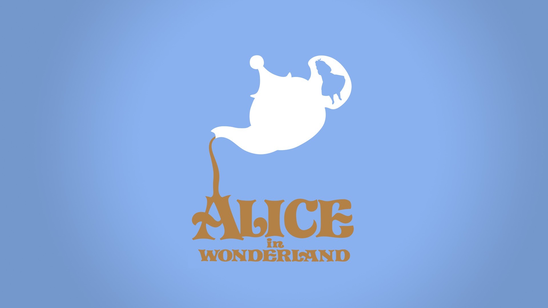Alice nel Paese delle Meraviglie, Teiera, Minimalismo, Azzurro, 1920x1080, immagine di sfondo