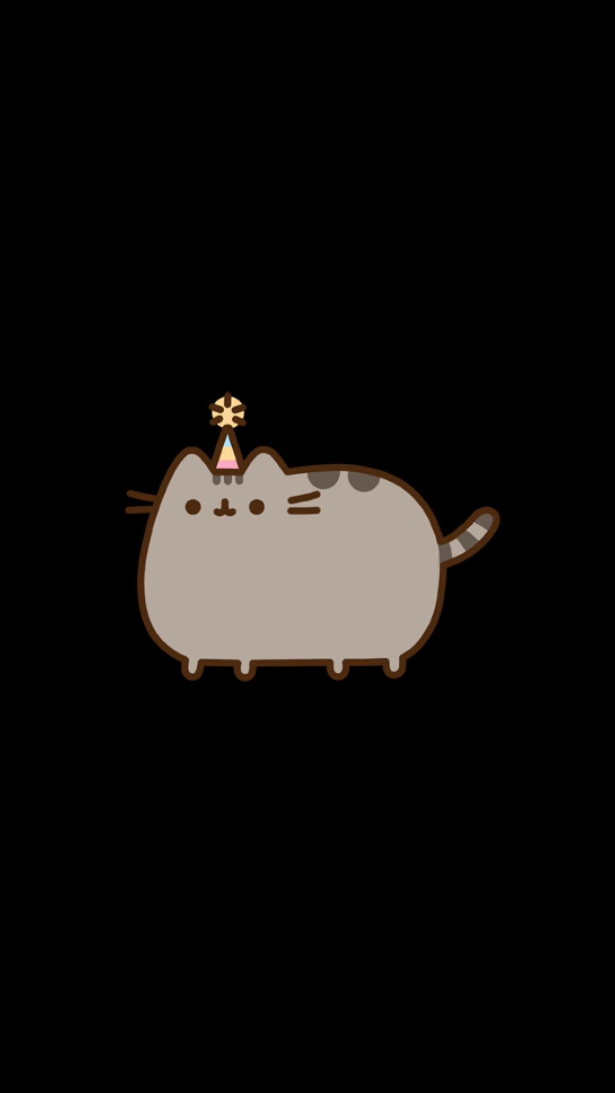 Pusheen, Sfondo nero, Minimalista, 1242x2208, schermata di blocco iPhone