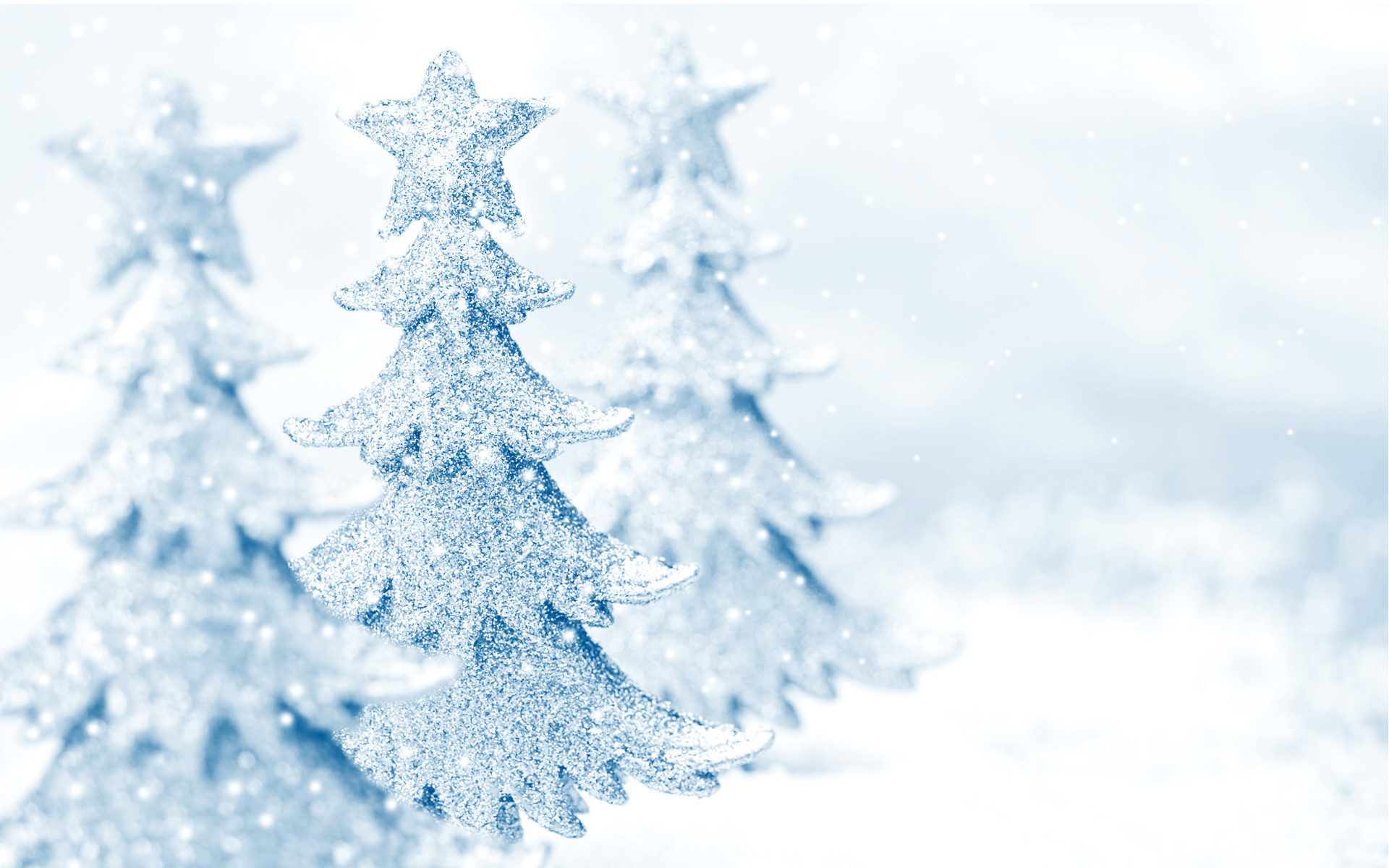 Alberi di Natale di cristallo, Neve, Bianco, Full HD, wallpaper per PC