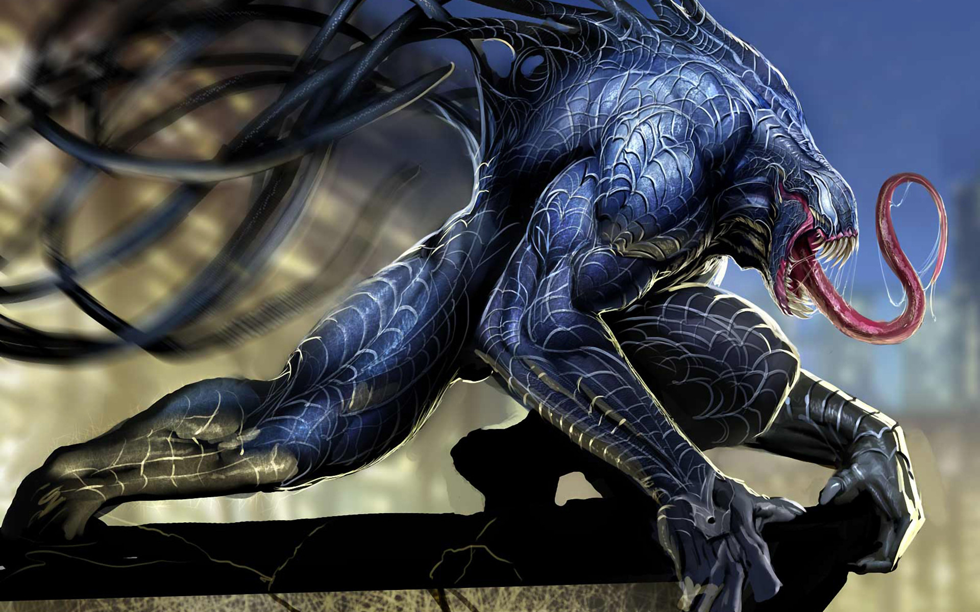 Venom, Simbionte, Lingua, Blu, 1920x1200, immagine di sfondo
