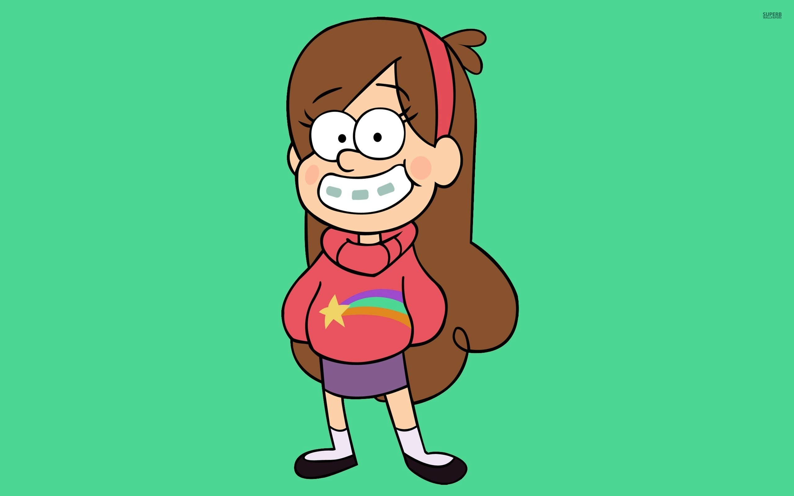 Mabel Pines, Gravity Falls, Sfondo verde, Minimalista, 2K, wallpaper desktop