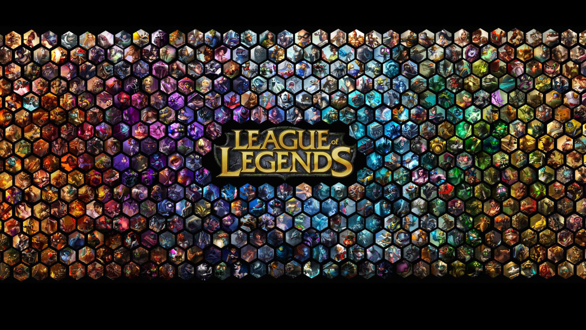 League of Legends, Icone dei campioni, Mosaico, Logo, 1920x1080, immagine di sfondo