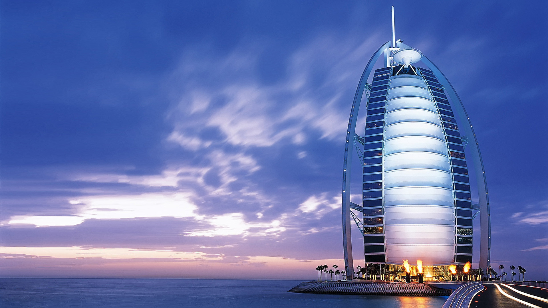 Burj Al Arab, Dubai, Hotel, Crepuscolo, Full HD 1080p, sfondo desktop