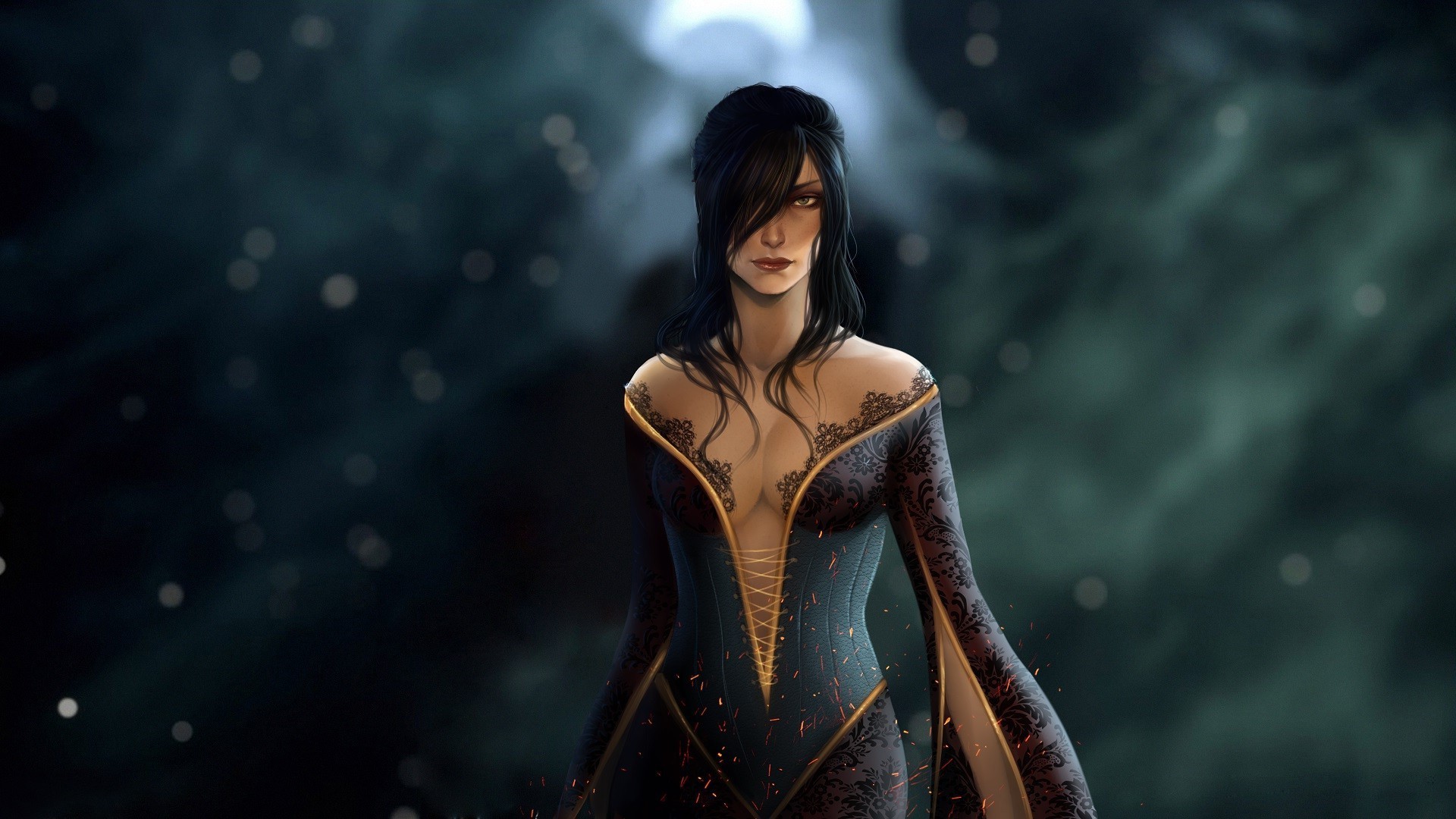Morrigan, Dragon Age: Inquisition, Strega, Notte, Full HD, sfondo per portatile