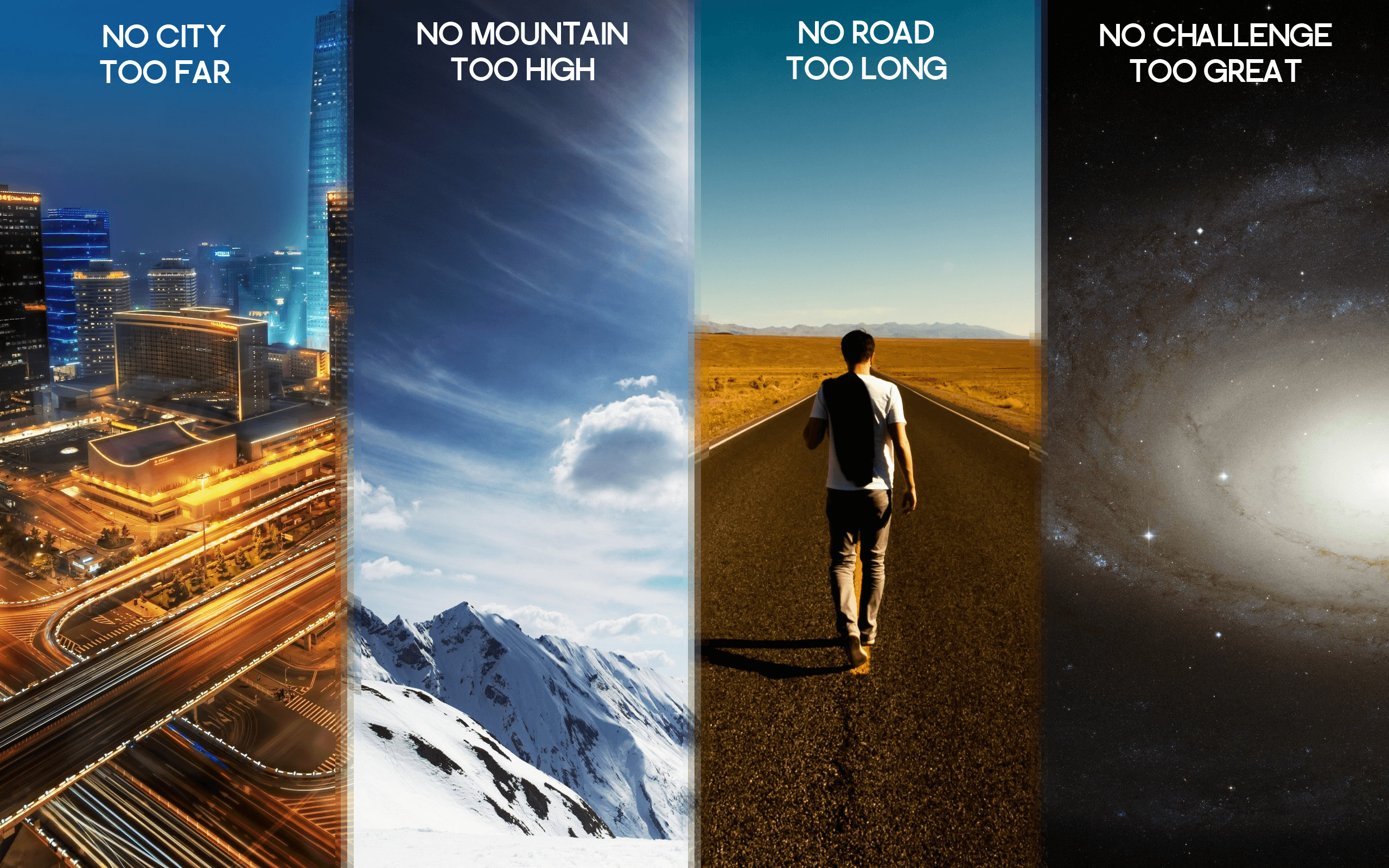 No city too far, No mountain too high, Strada, Montagne, Galassia, sfondo desktop 2560x1600