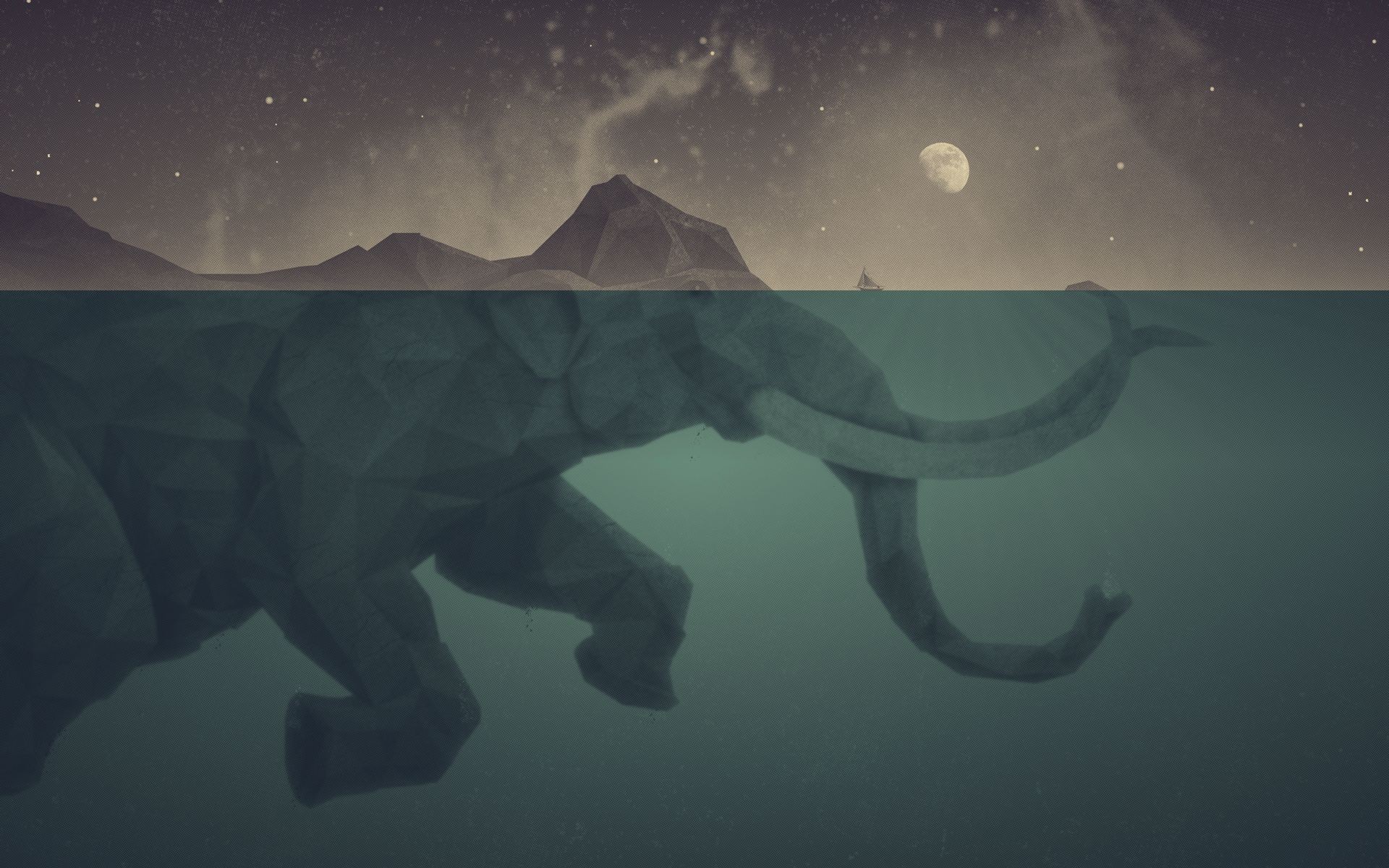 Mammut, Low poly, Luna, Arte digitale, 1920x1200, sfondo per PC