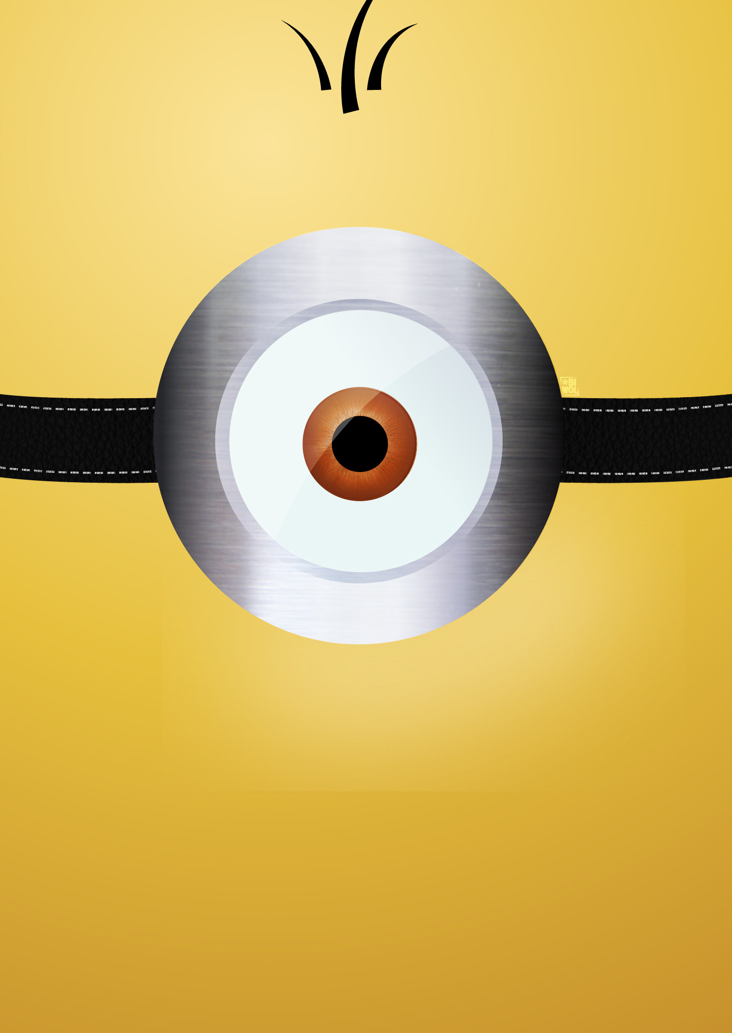 Minion, Stuart, Occhio, Minimalista, Sfondo giallo, QHD+, schermata di blocco Android