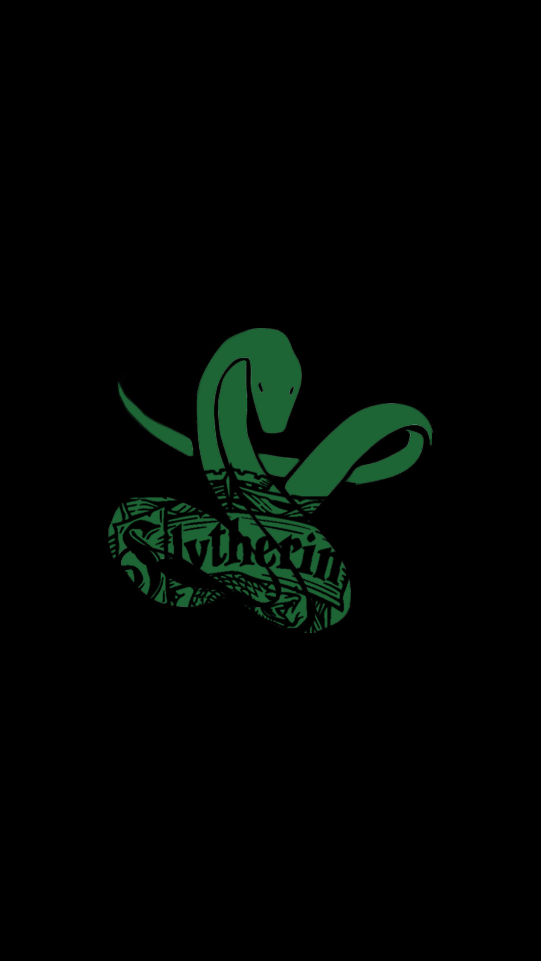 Serpeverde, Harry Potter, Serpente, Sfondo nero, Minimalista, Full HD, schermata di blocco del cellulare