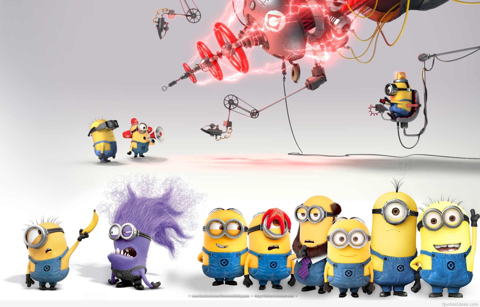 Minion, Minion viola, Cattivissimo me 2, Macchinario, Full HD, sfondo desktop