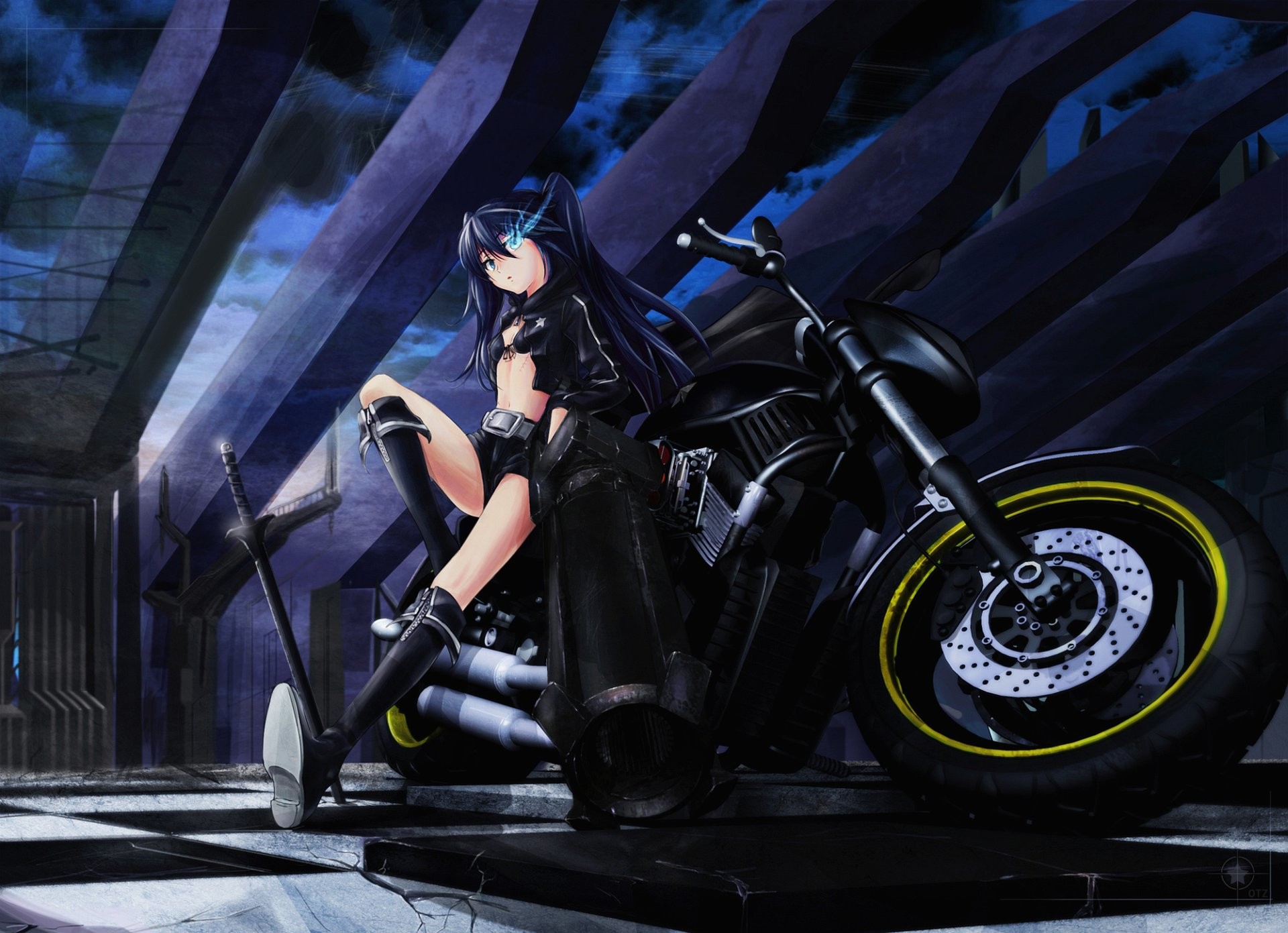 Black Rock Shooter, Anime, Moto, Full HD, sfondo desktop