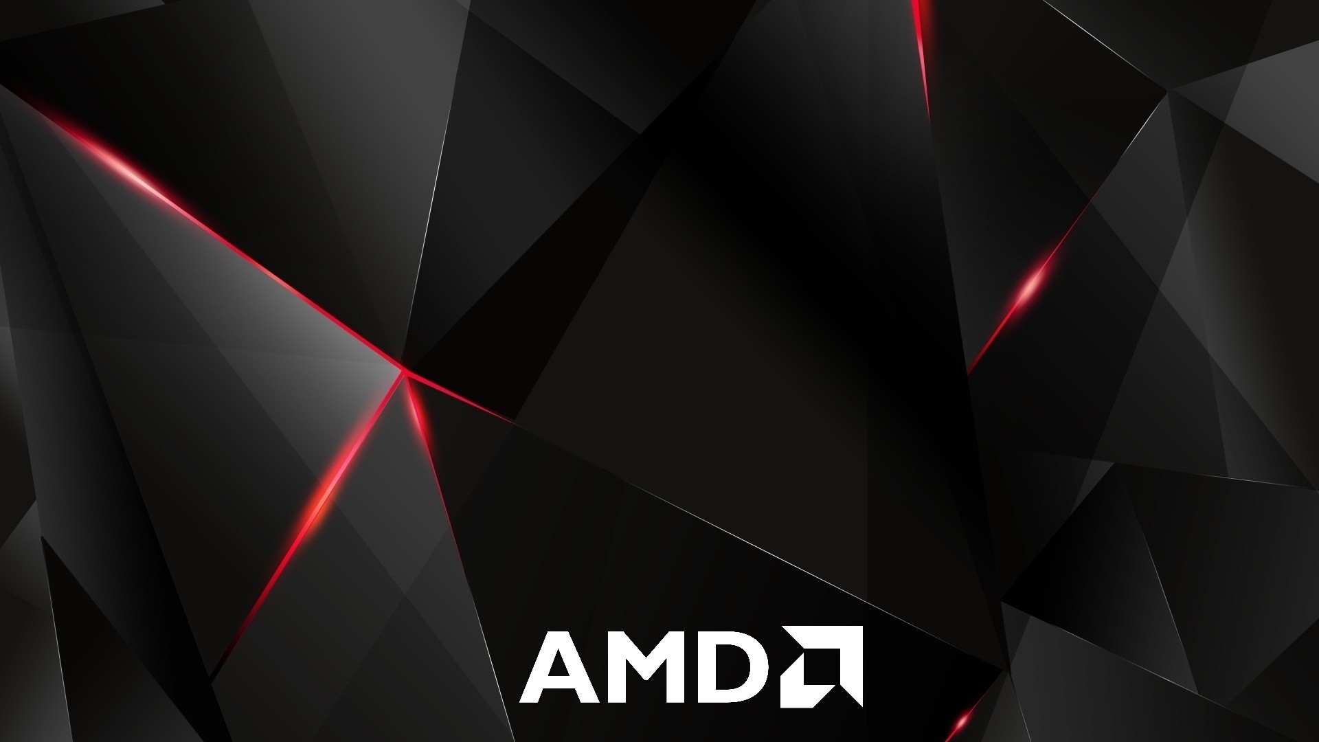 AMD, Low poly, Nero, Rosso, Full HD, sfondo per portatile