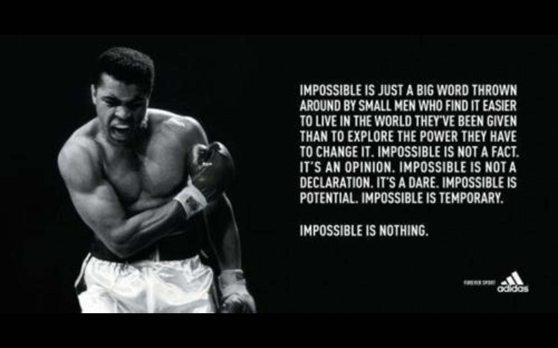 Muhammad Ali, Adidas, Impossible is Nothing, Citazione, 1920x1200, sfondo MacBook Pro