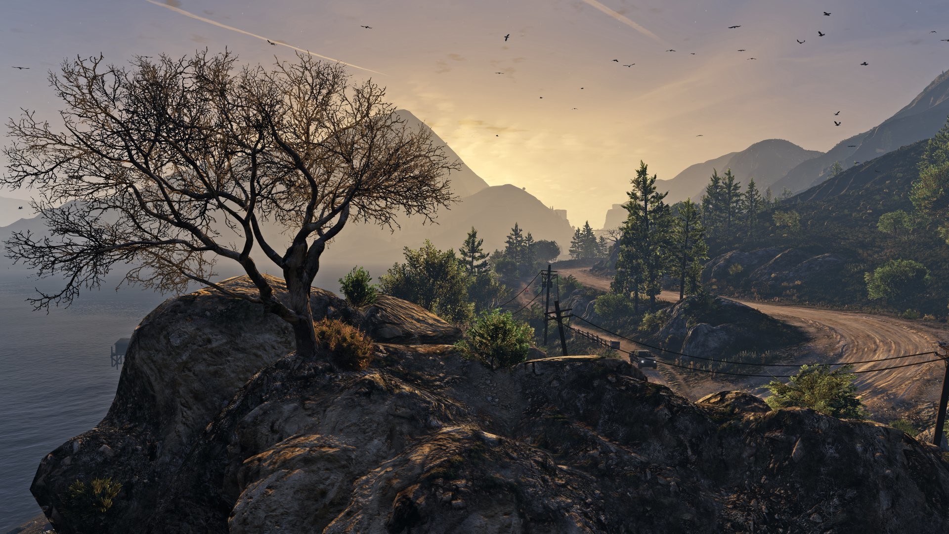 Grand Theft Auto V, Albero, Montagne, Paesaggio, sfondo desktop PC