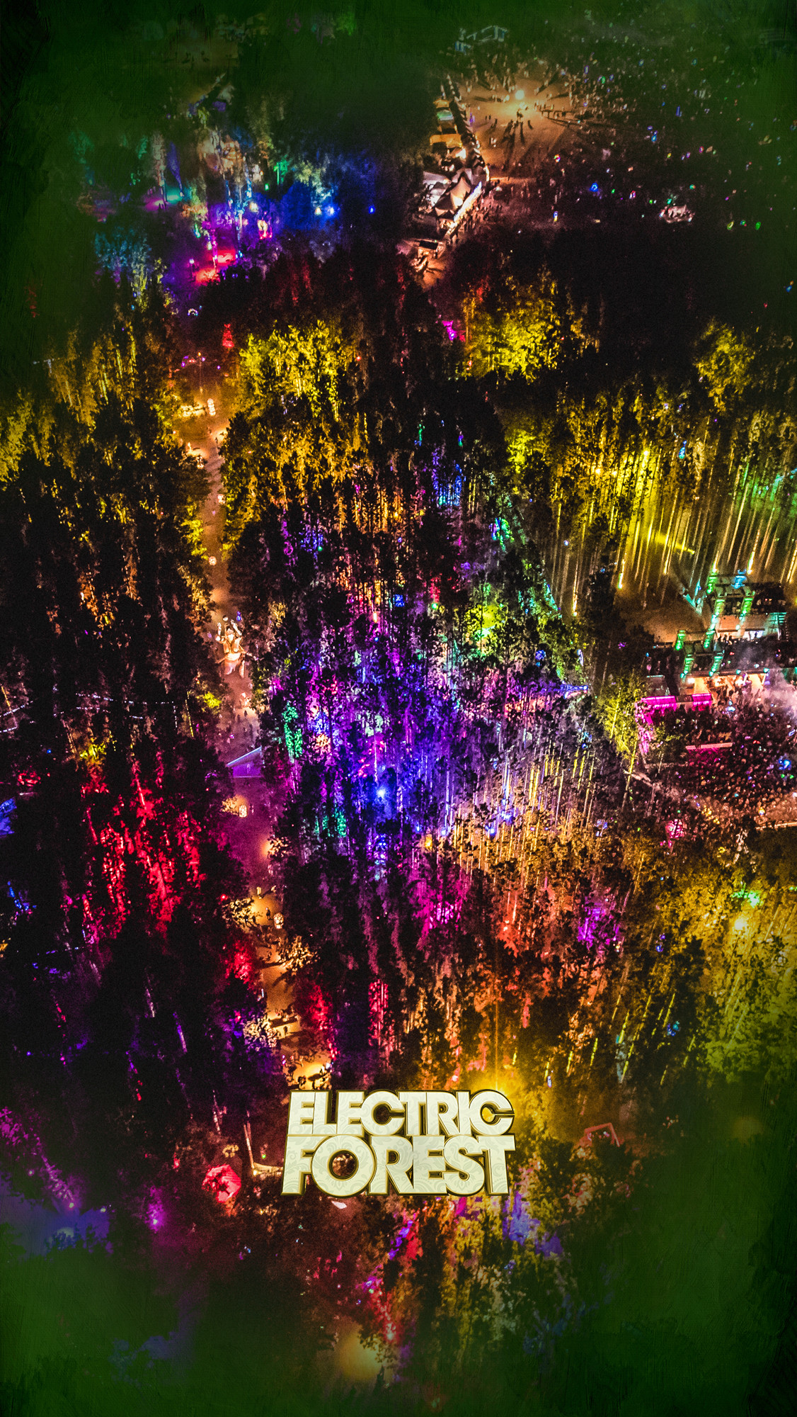 Electric Forest, Festival musicale, Luci colorate, Psichedelico, sfondo iPhone Full HD